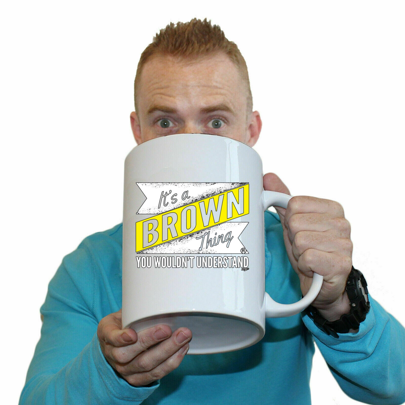 Brown V2 Surname Thing - Funny Giant 2 Litre Mug