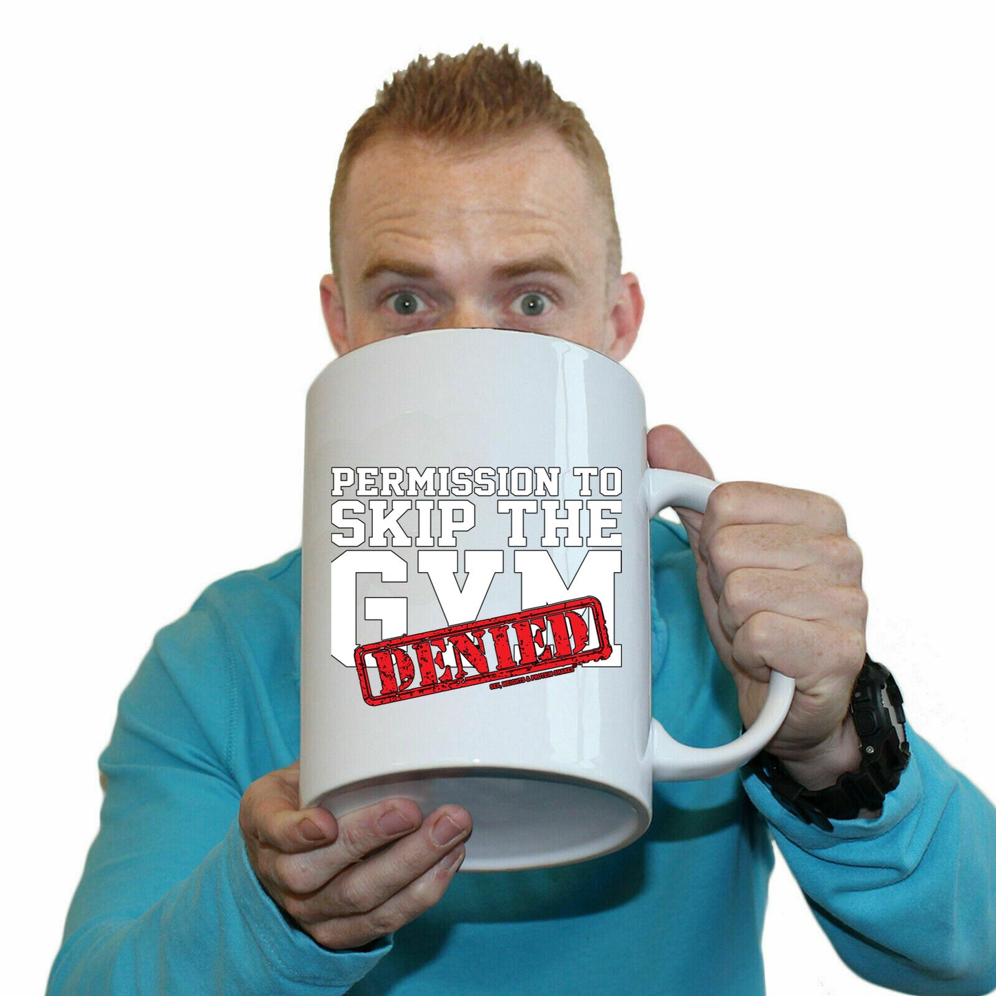 Swps Permission To Skip The Gym Denied - Funny Giant 2 Litre Mug