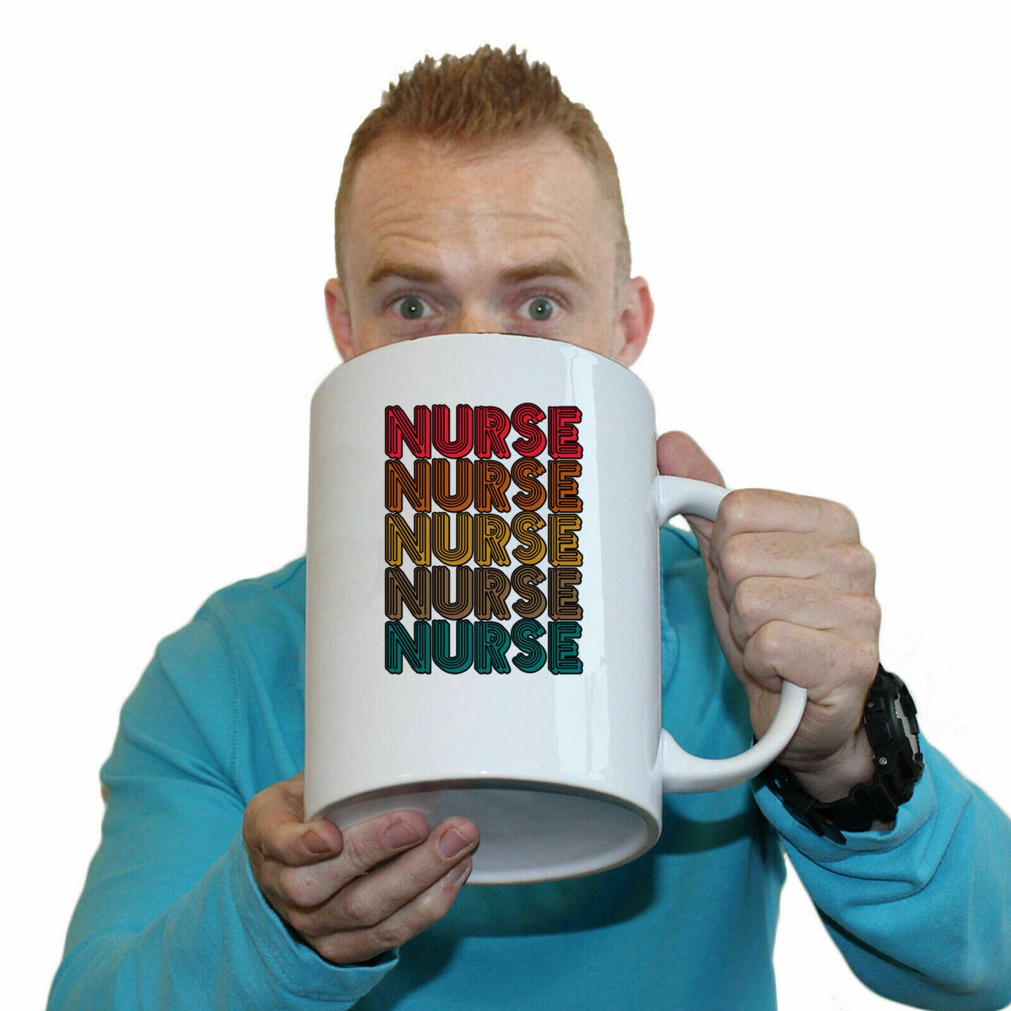 Nurse Five Retro Lettering - Funny Giant 2 Litre Mug