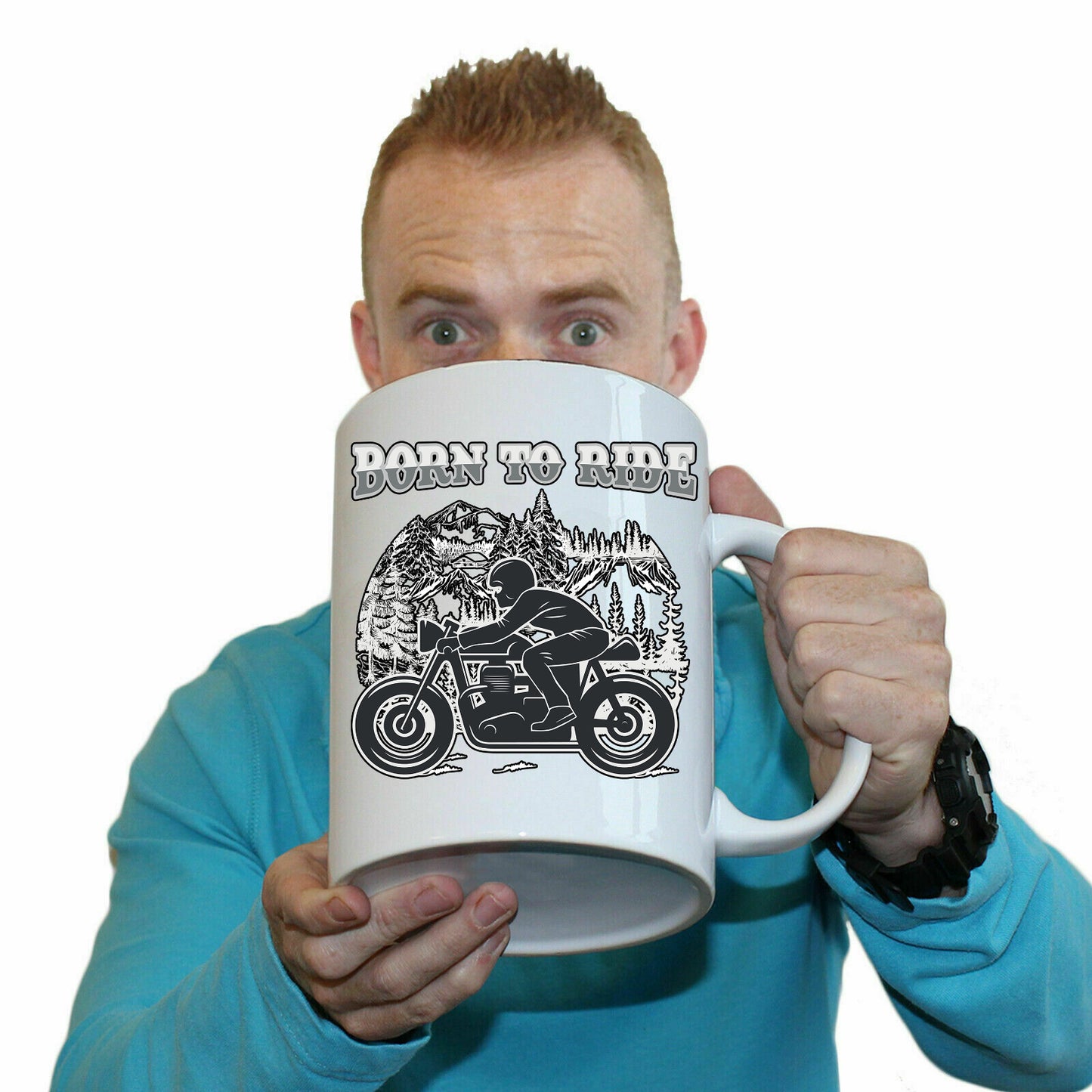 Born To Ride Motorcycle Motorbike - Funny Giant 2 Litre Mug