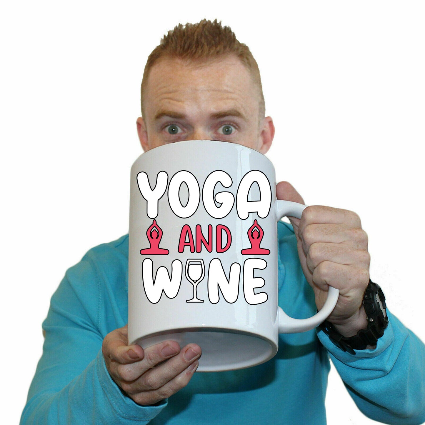 Yoga And Wine - Funny Giant 2 Litre Mug