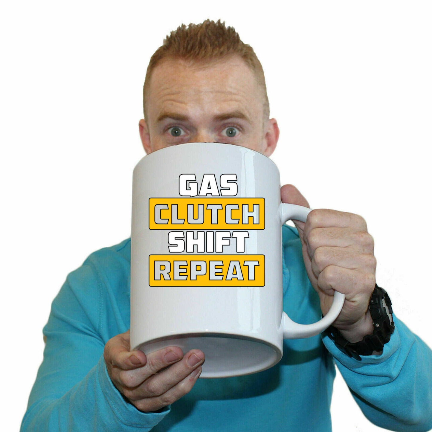 Gas Clutch Shift Repeat Car Mechanic - Funny Giant 2 Litre Mug