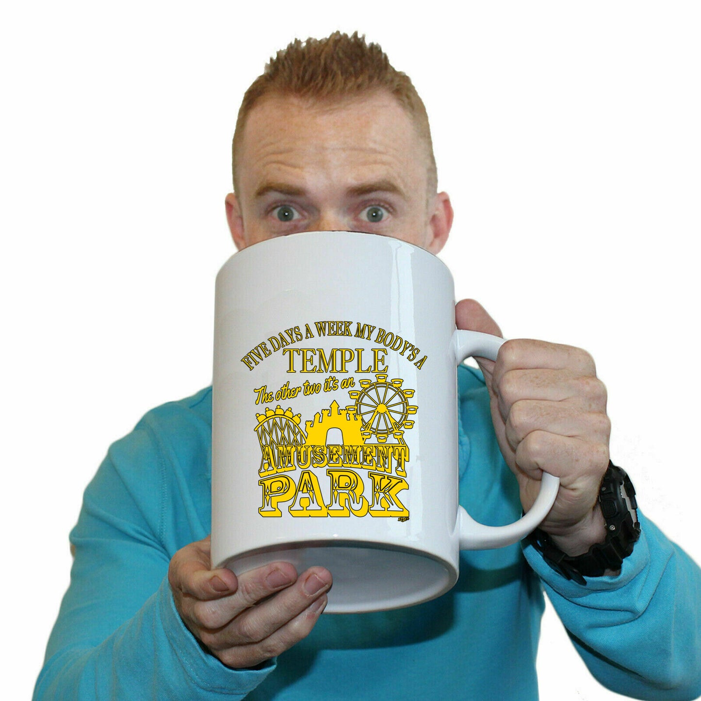 Five Days A Week My Body Is A Temple - Funny Giant 2 Litre Mug