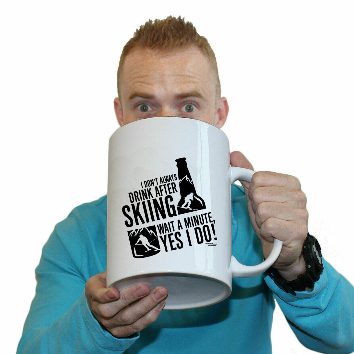 Pm I Dont Always Drink After Skiing - Funny Giant 2 Litre Mug