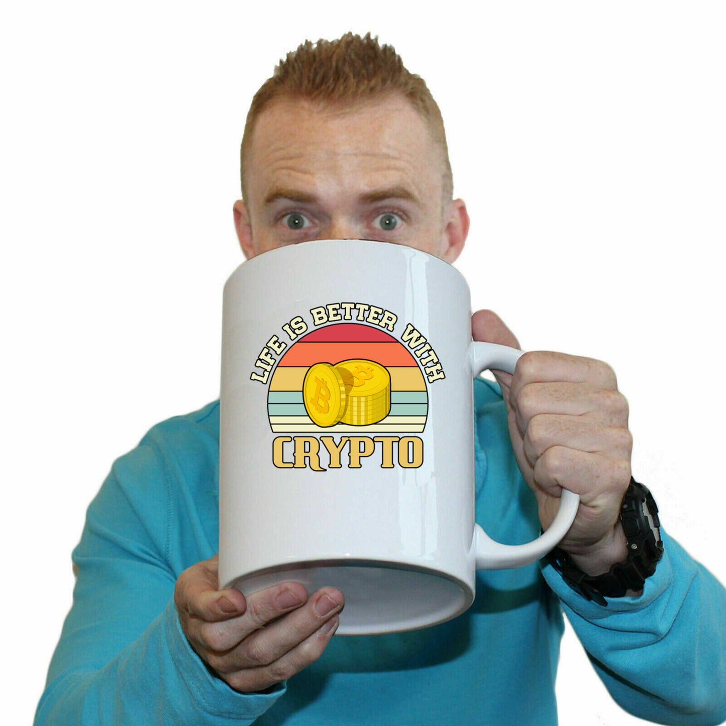 Life Is Better With Crypto Bitcoin - Funny Giant 2 Litre Mug