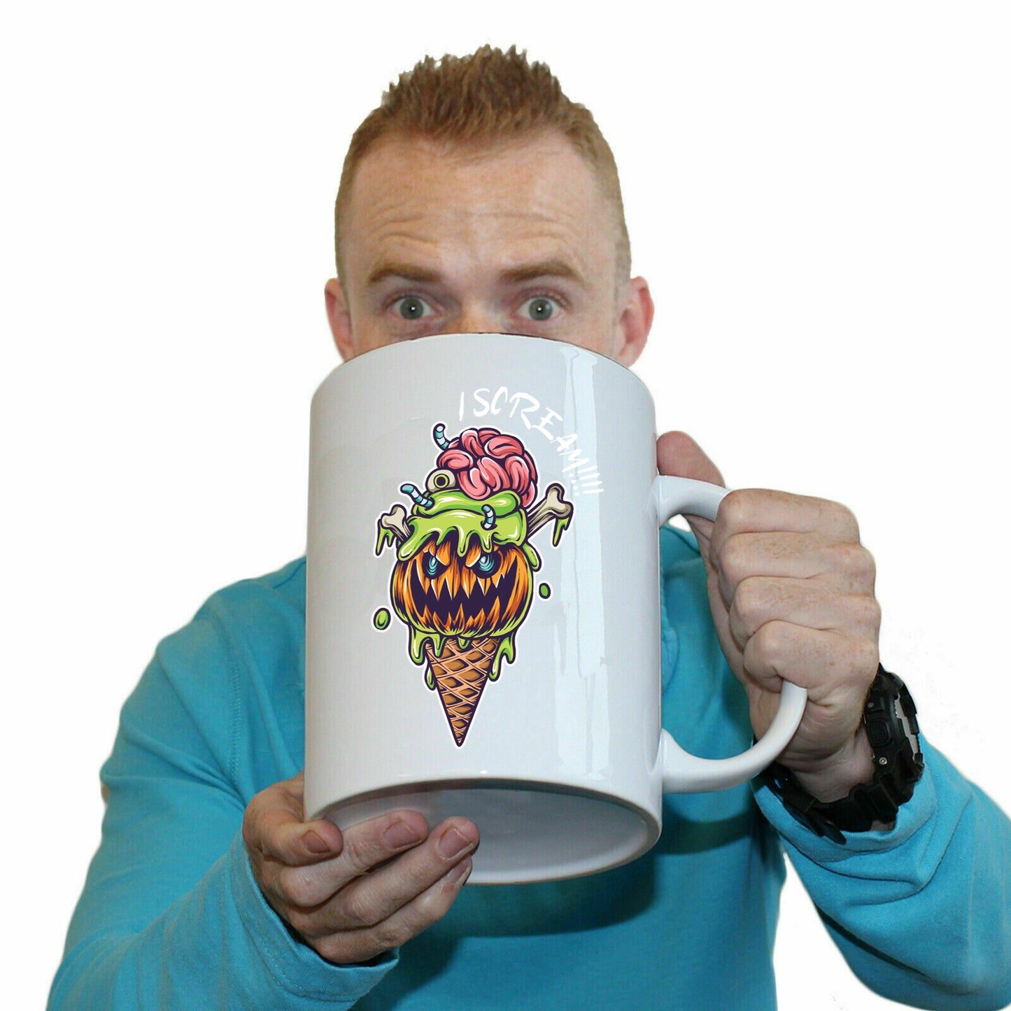 Graphic I Scream Halloween Trick Or Treat - Funny Giant 2 Litre Mug