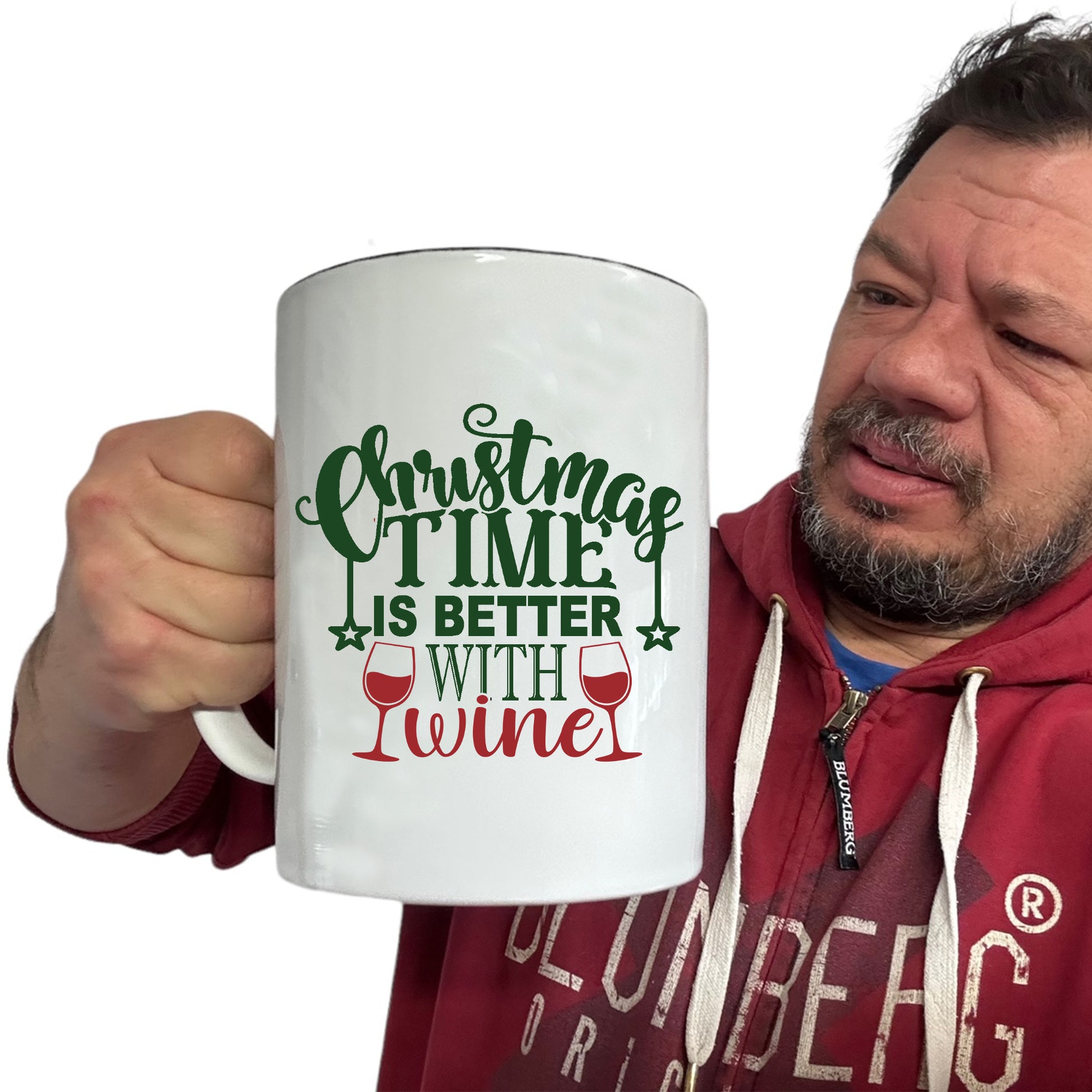 Xmas Christmas Time Is Better With Wine - Funny Giant 2 Litre Mug