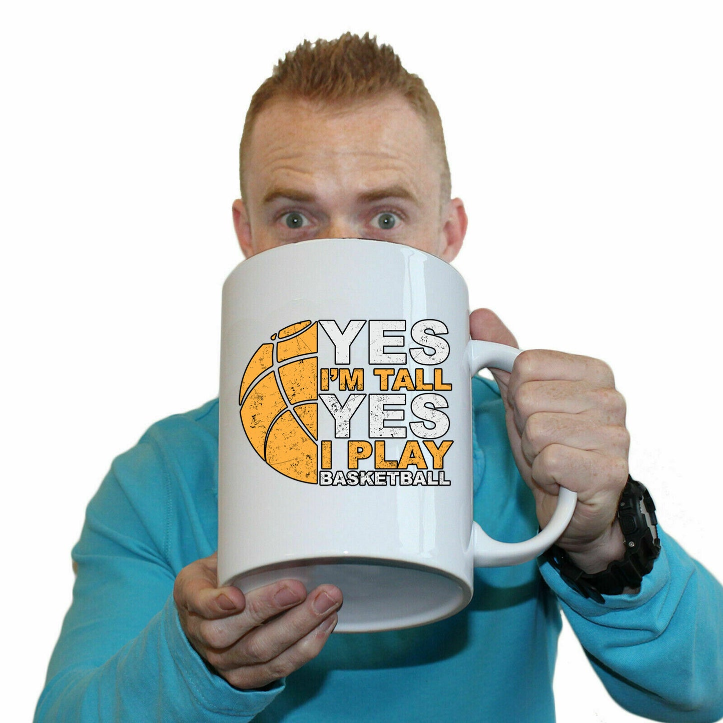 Basketball Yes Im Tall And Play Sports - Funny Giant 2 Litre Mug