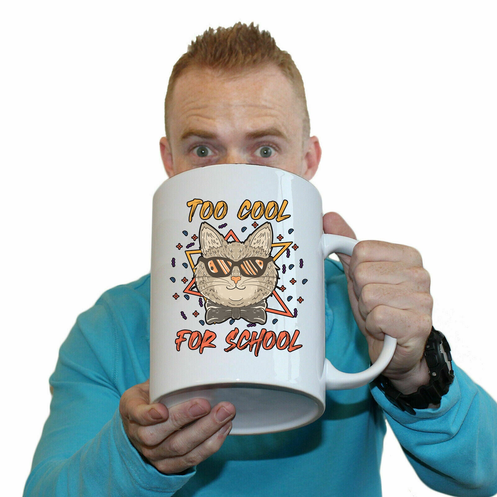 Too Cool For School Cat Kitten Pussy Cats - Funny Giant 2 Litre Mug