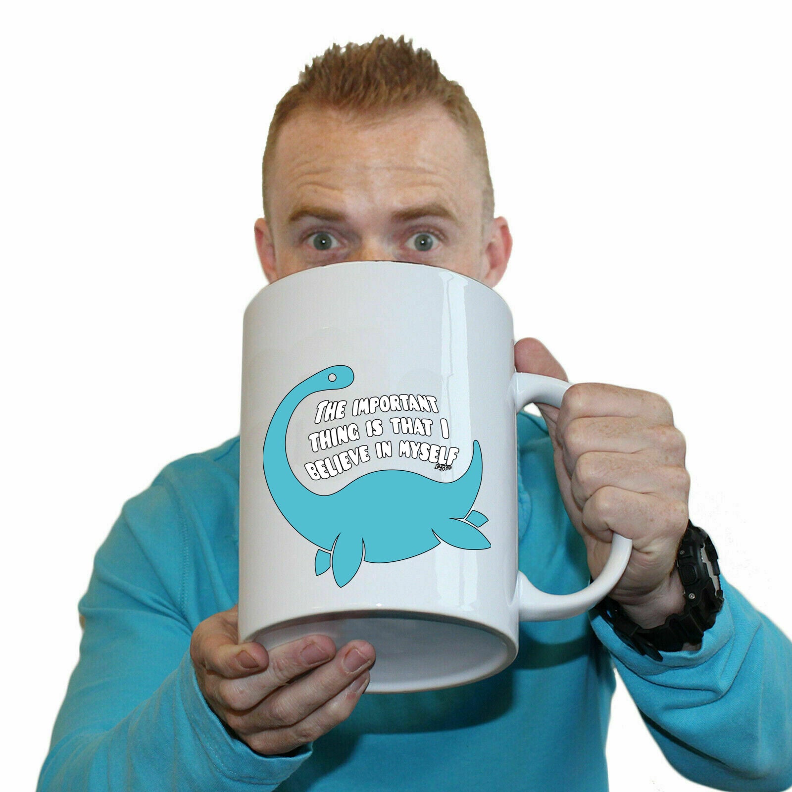 Believe In Myself Dinosaur - Funny Giant 2 Litre Mug