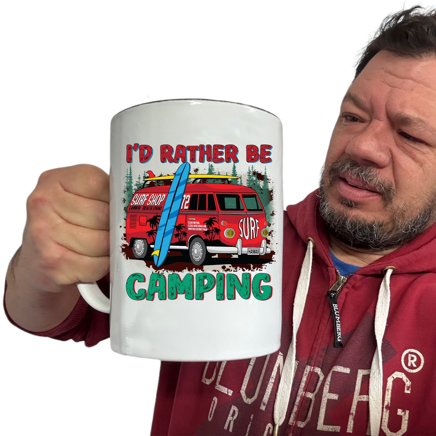 Id Rather Be Camping Surf - Funny Giant 2 Litre Mug