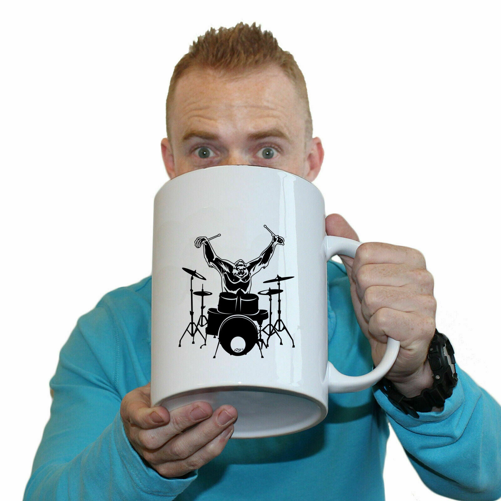 Gorilla Drummer Drums Music - Funny Giant 2 Litre Mug