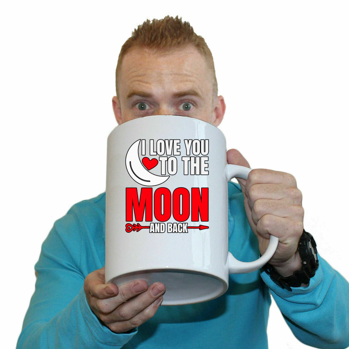 I Love You To The Moon And Back Valentines Day - Funny Giant 2 Litre Mug