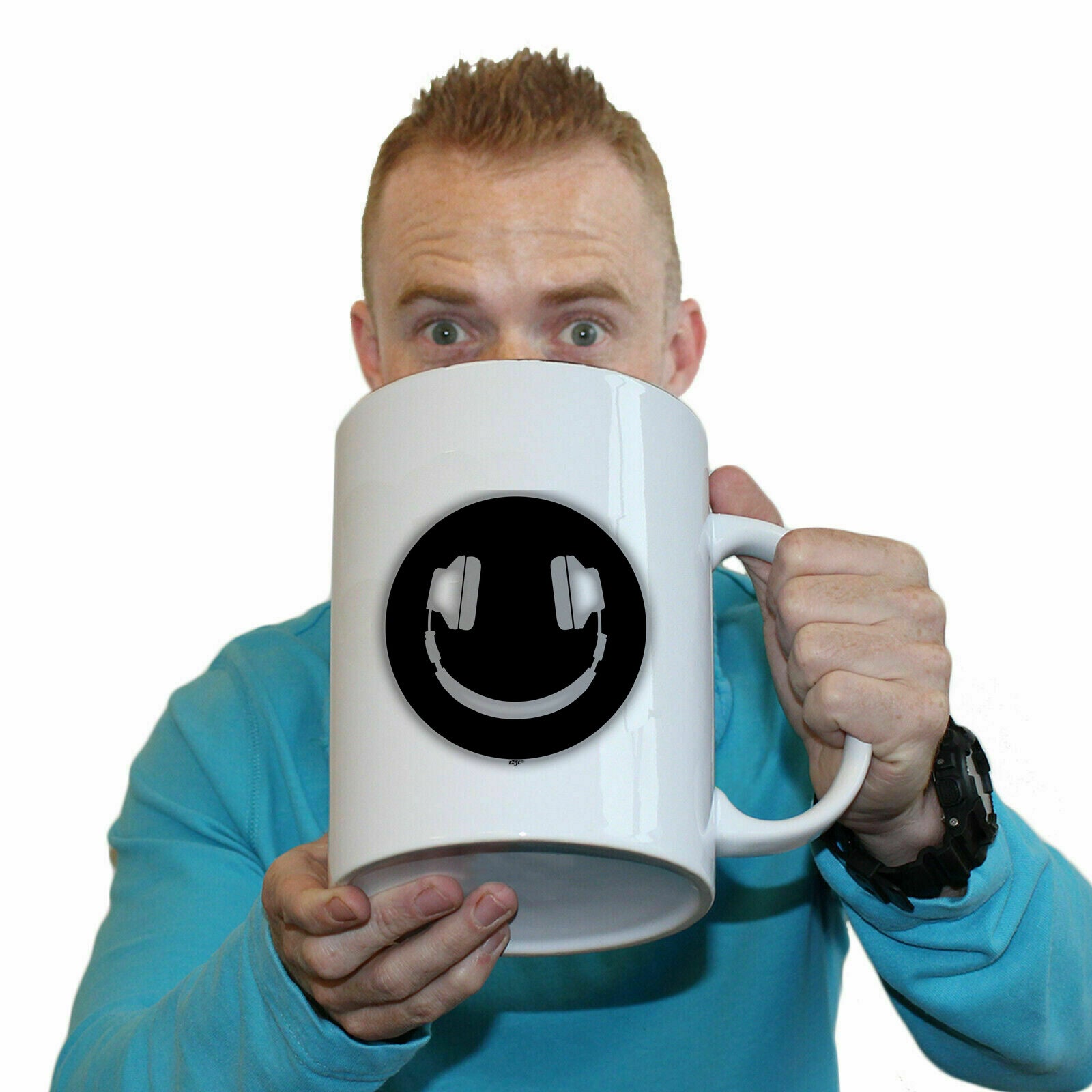 Headphone Smile Glow In The Dark - Funny Giant 2 Litre Mug