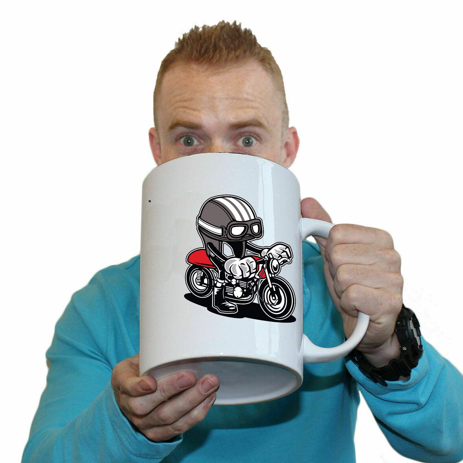 Cartoon Racer Motorbike Motorcycle - Funny Giant 2 Litre Mug