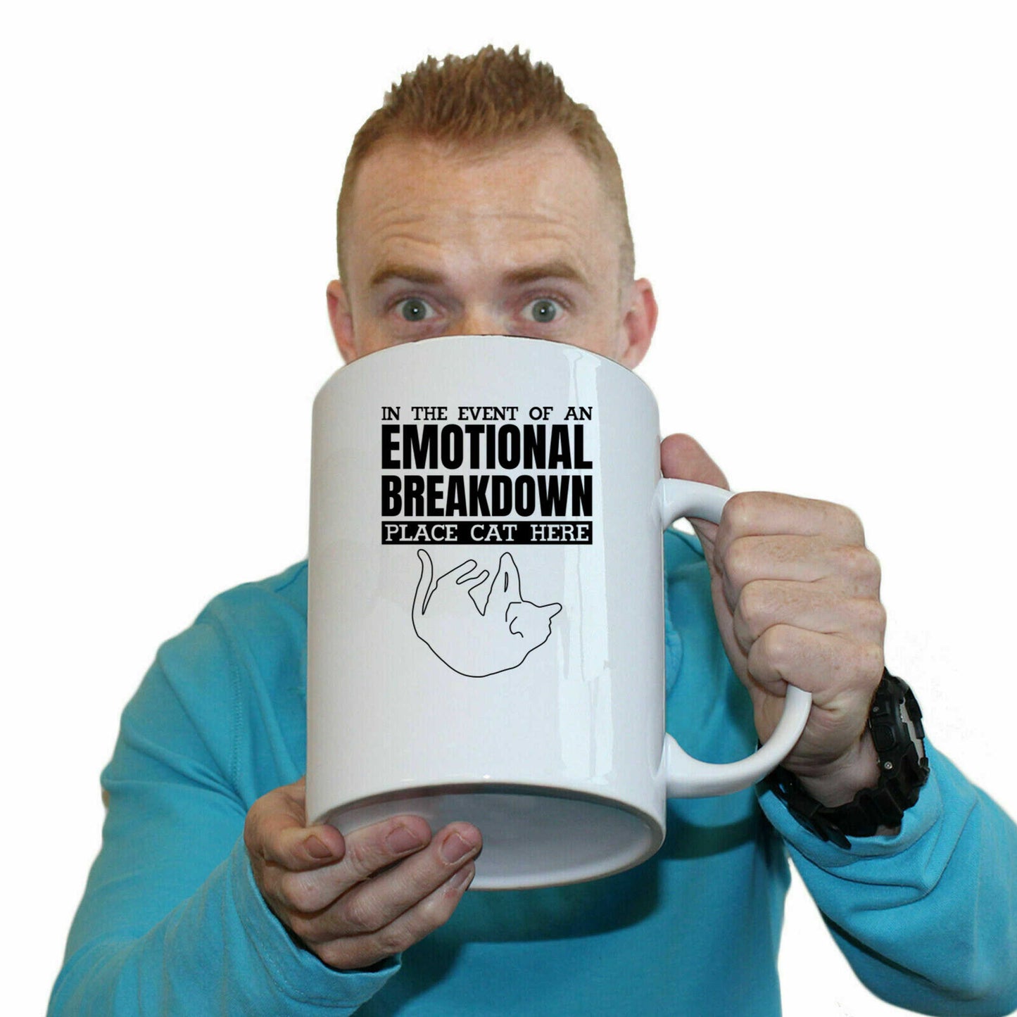 Cats In The Event Of An Emotional Breakdown Place Cat Here - Funny Giant 2 Litre Mug