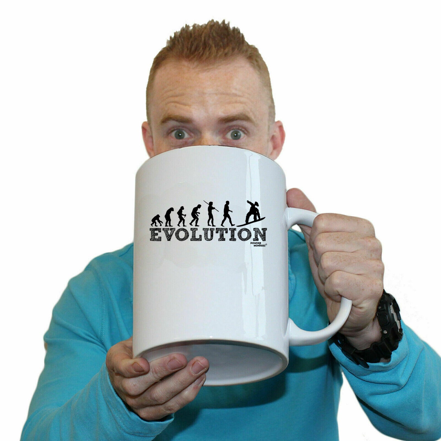 Evolution Snowboarder - Funny Giant 2 Litre Mug