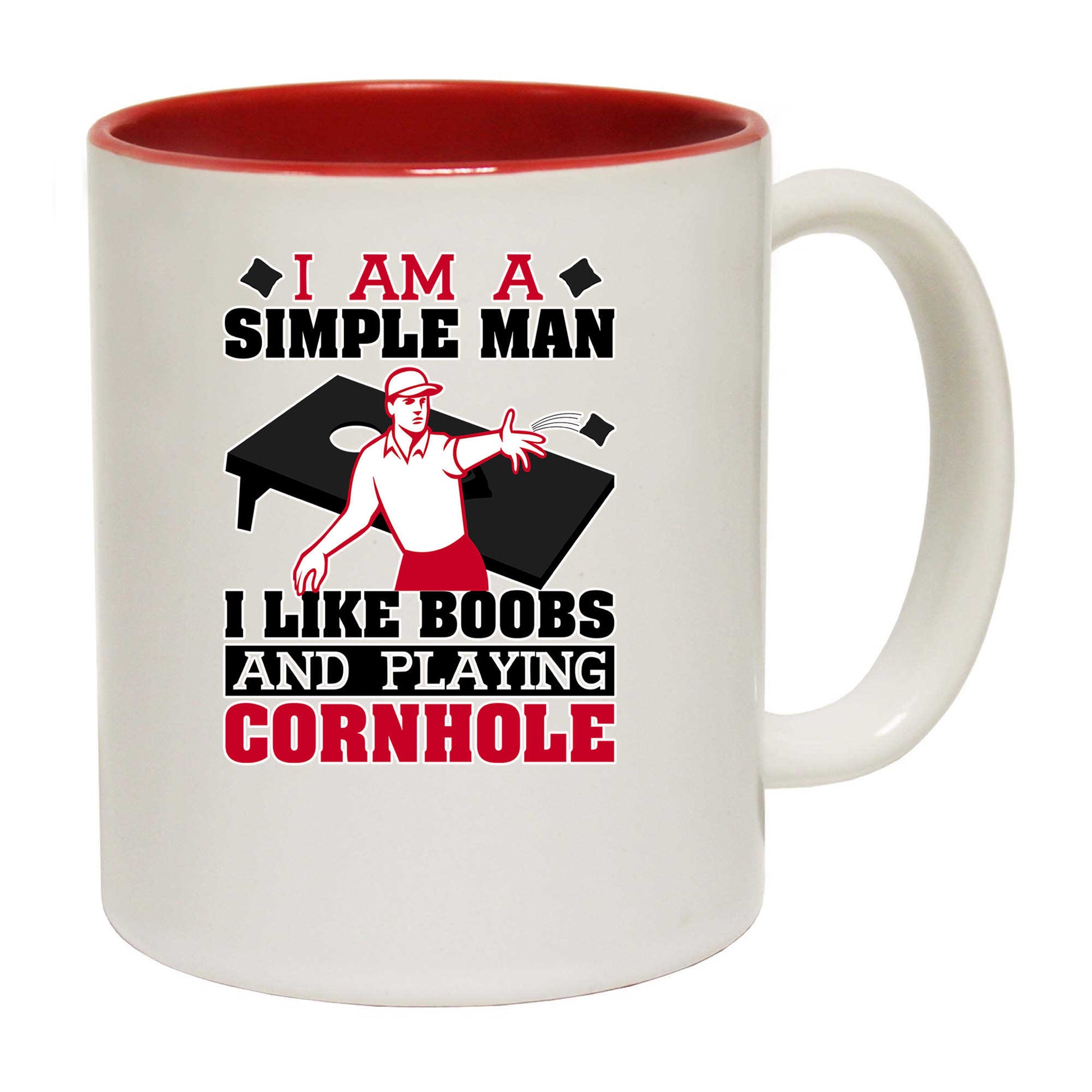 I Am A Simple Man I Like Boobs And Playing Cornhole - Funny Coffee Mug