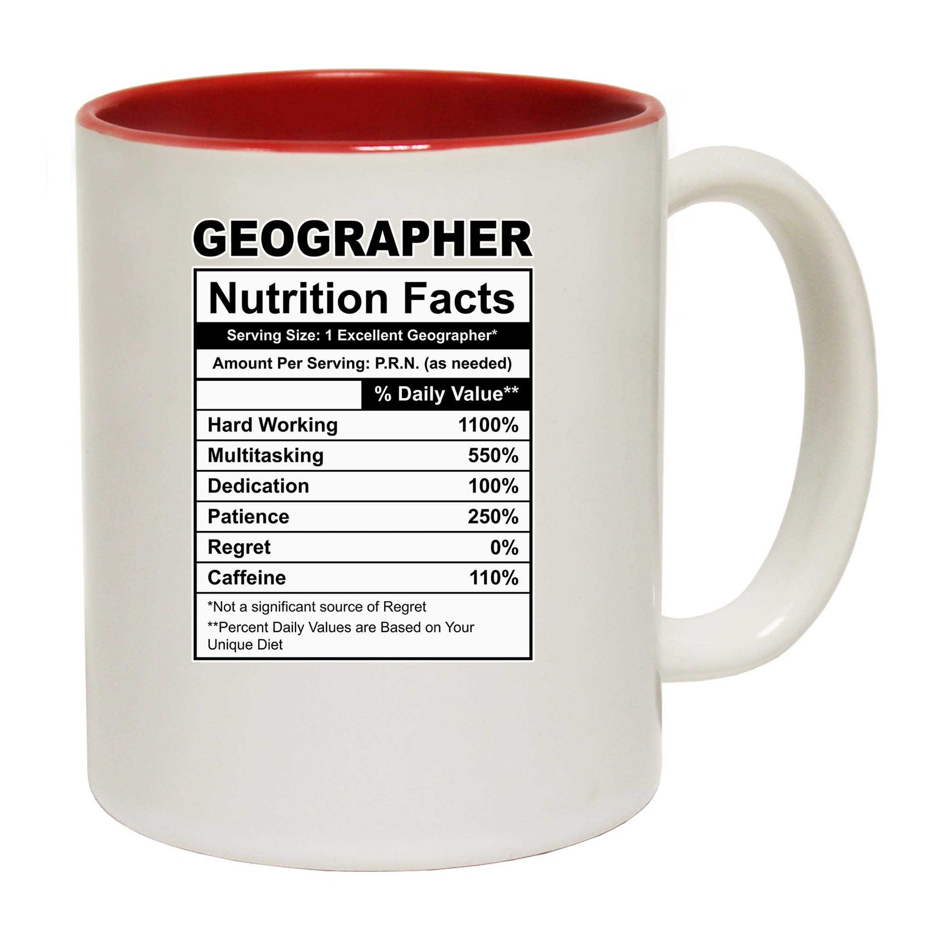 Geographer Nutrition Facts - Funny Coffee Mug