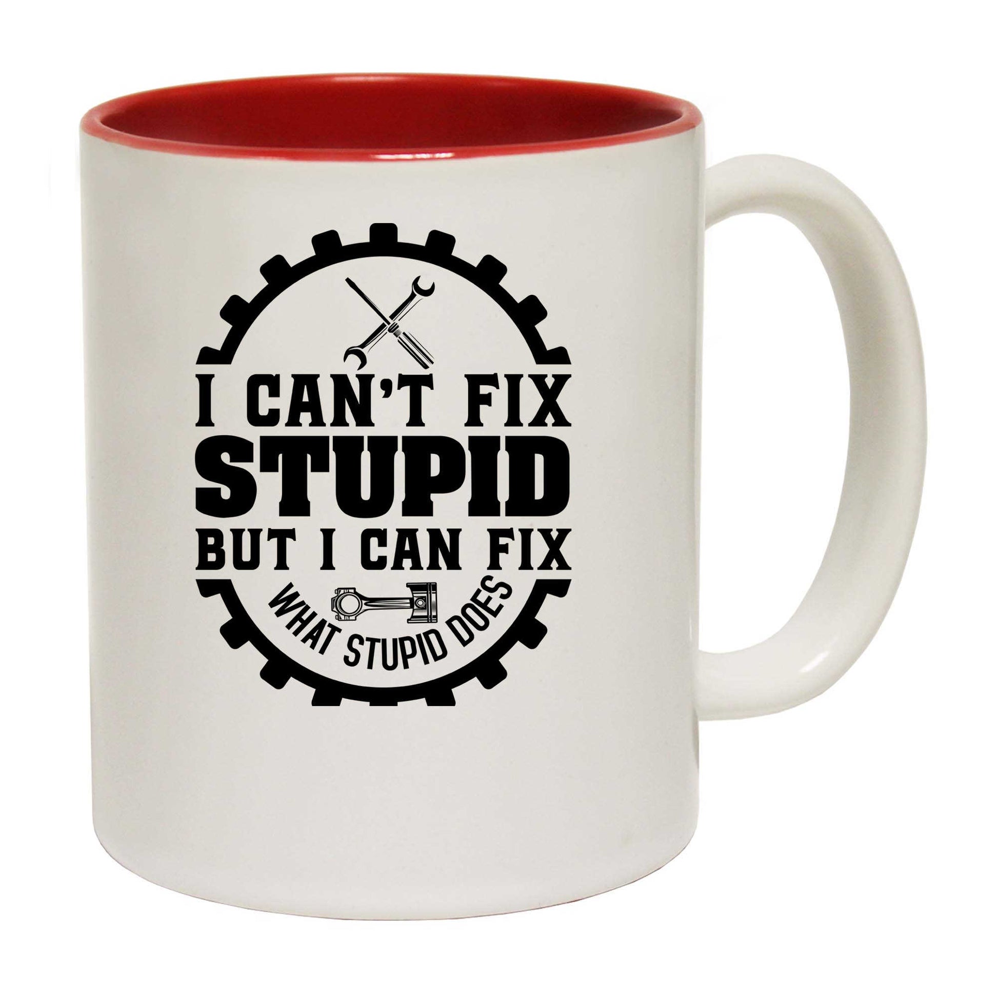 Cant Fix Stupid Mechanic Trucker Truck - Funny Coffee Mug