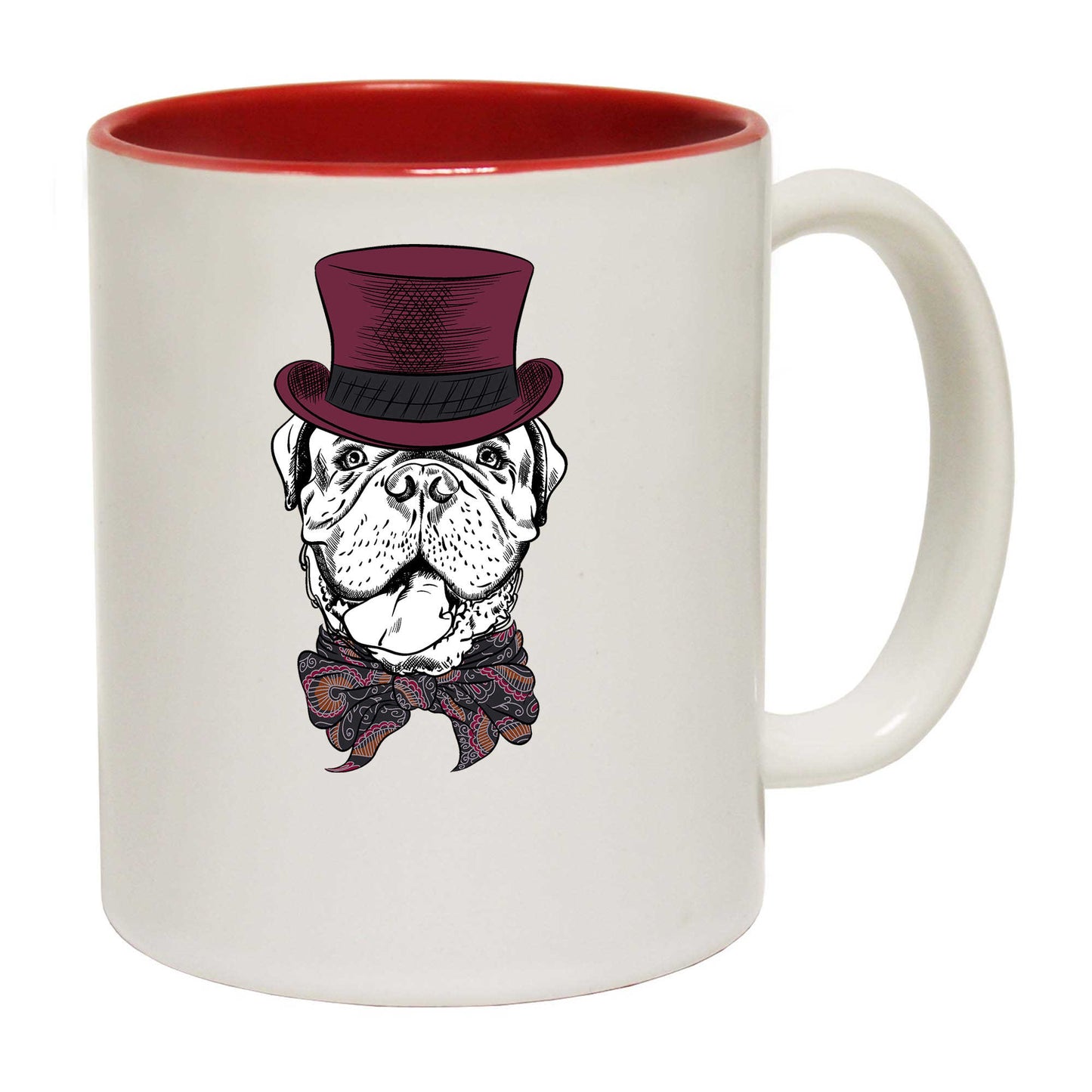 French Mastiff Dog Cartoon Hipster Top Hat - Funny Coffee Mug