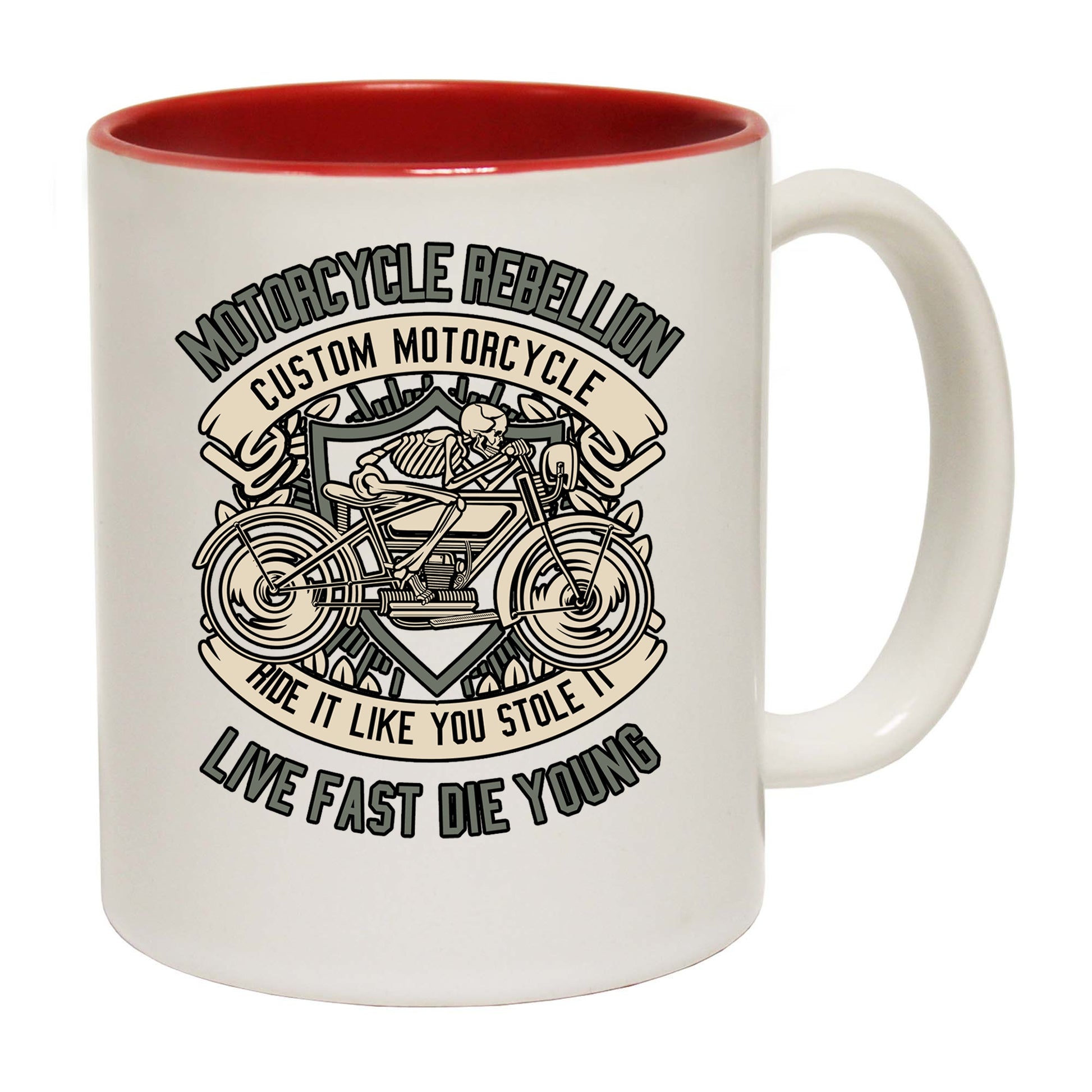 Skull Rebel Motorcycle Motorbike - Funny Coffee Mug