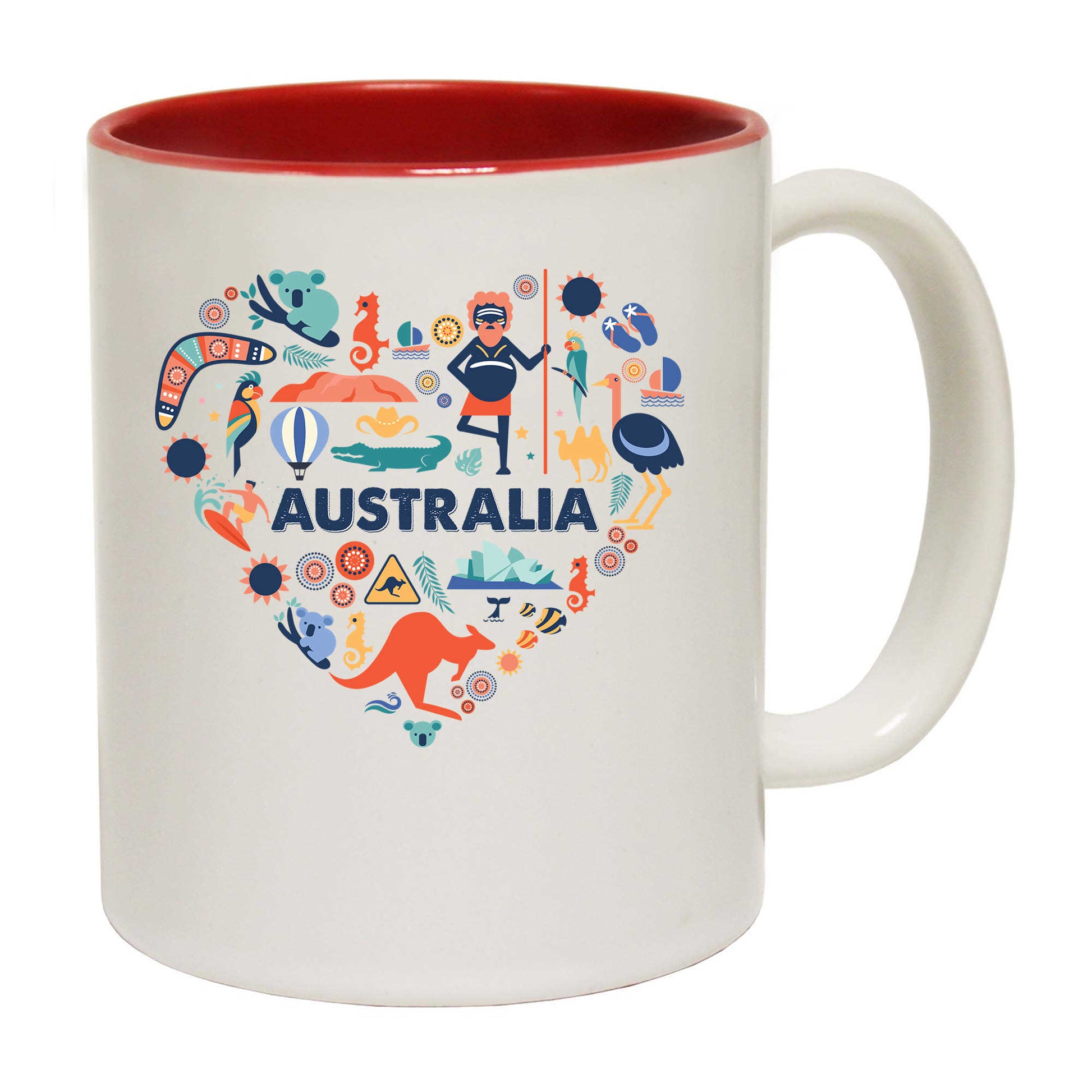 Australia Love Heart Icons Ozzie Country - Funny Coffee Mug