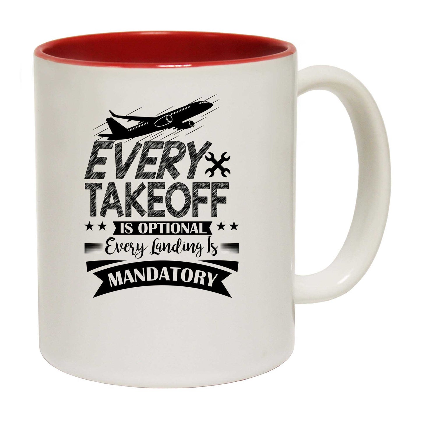 Every Takeoff Is Optional Every Landing Is Mandatory Aviation Plane - Funny Coffee Mug