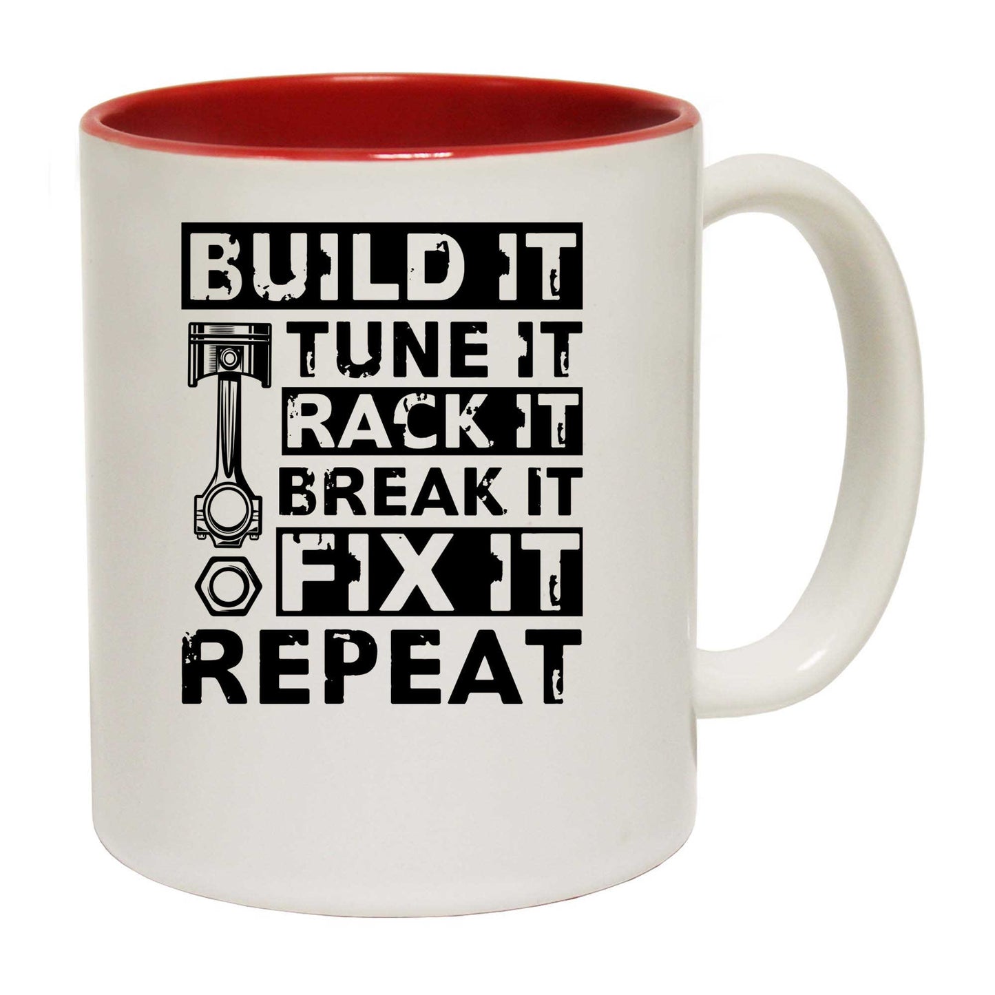 Build Tune Race Break Fix It Repeat Racing Car Mechanic - Funny Coffee Mug