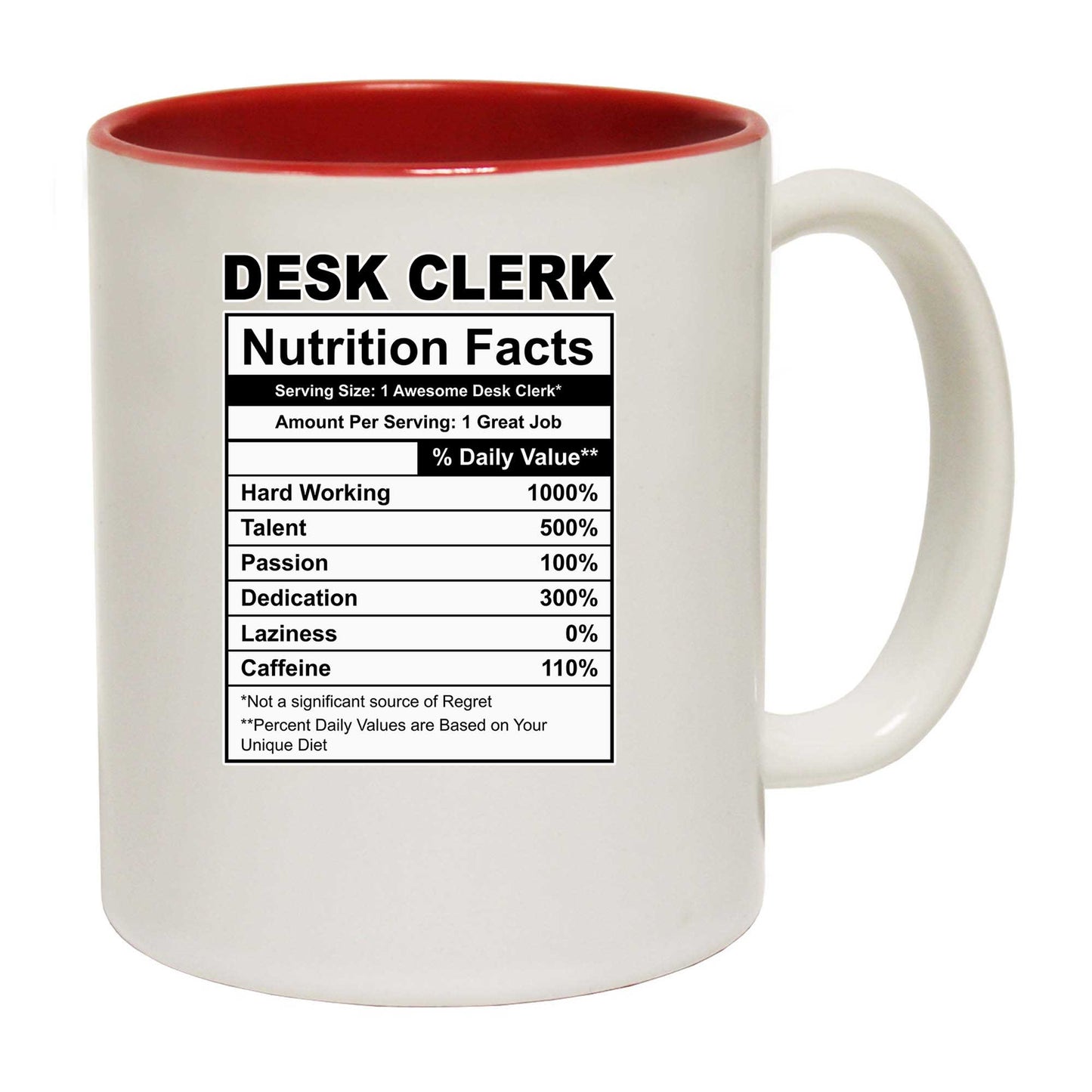 Desk Clerk Nutrition Facts - Funny Coffee Mug