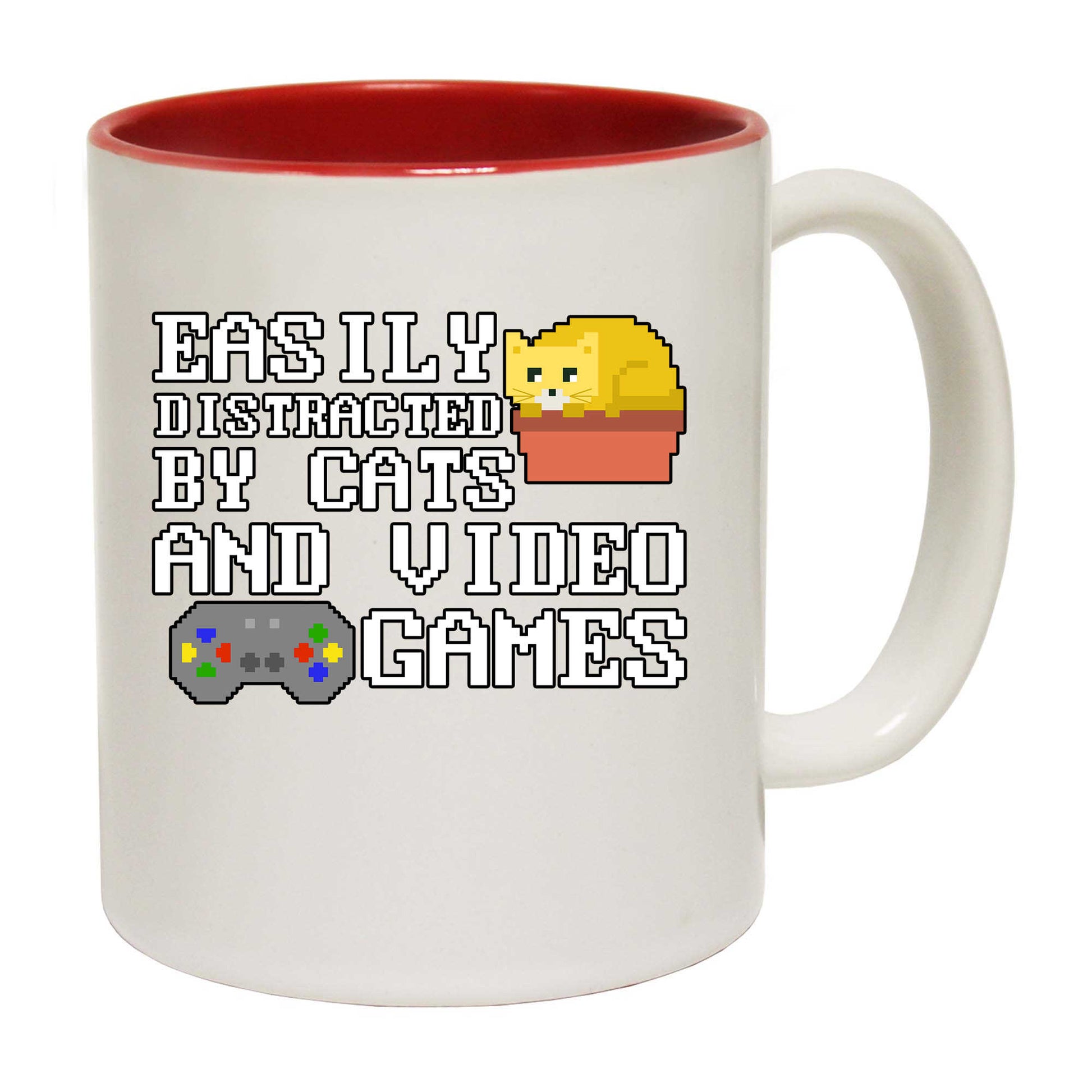 Easily Distracted By Cats And Video Games - Funny Coffee Mug