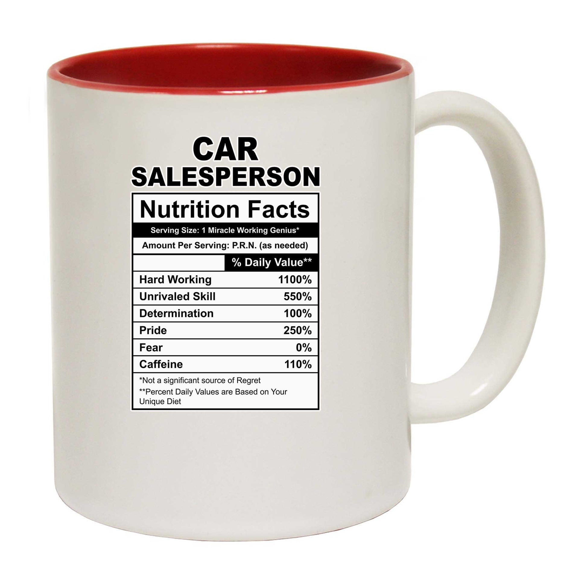 Car Salesperson Nutrition Facts - Funny Coffee Mug