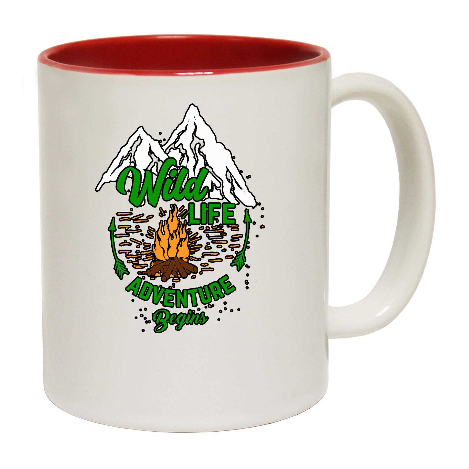 Wild Life Adventure Begins Mountains Camping - Funny Coffee Mug