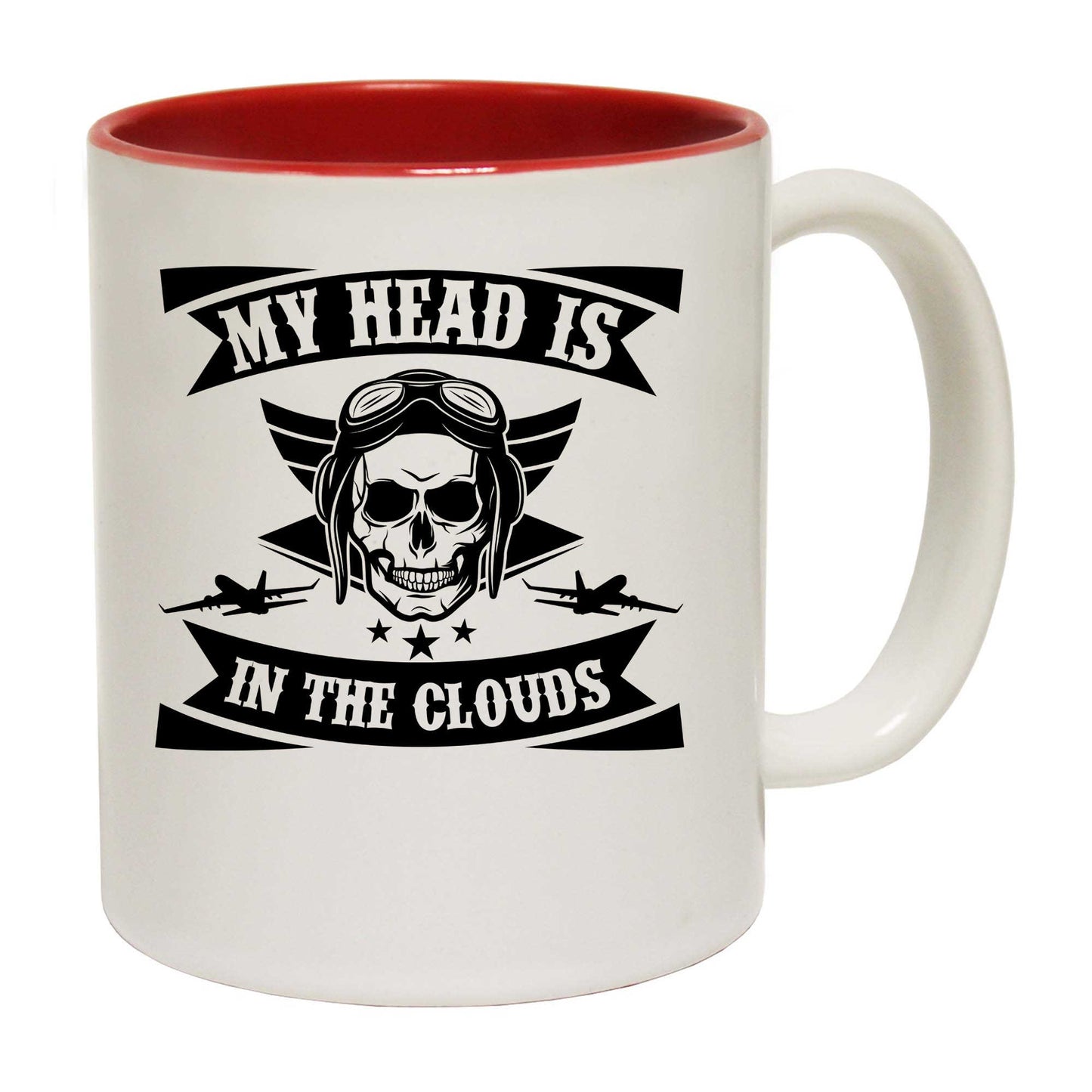 My Head Is In The Clouds Skull Aviation Pilot - Funny Coffee Mug