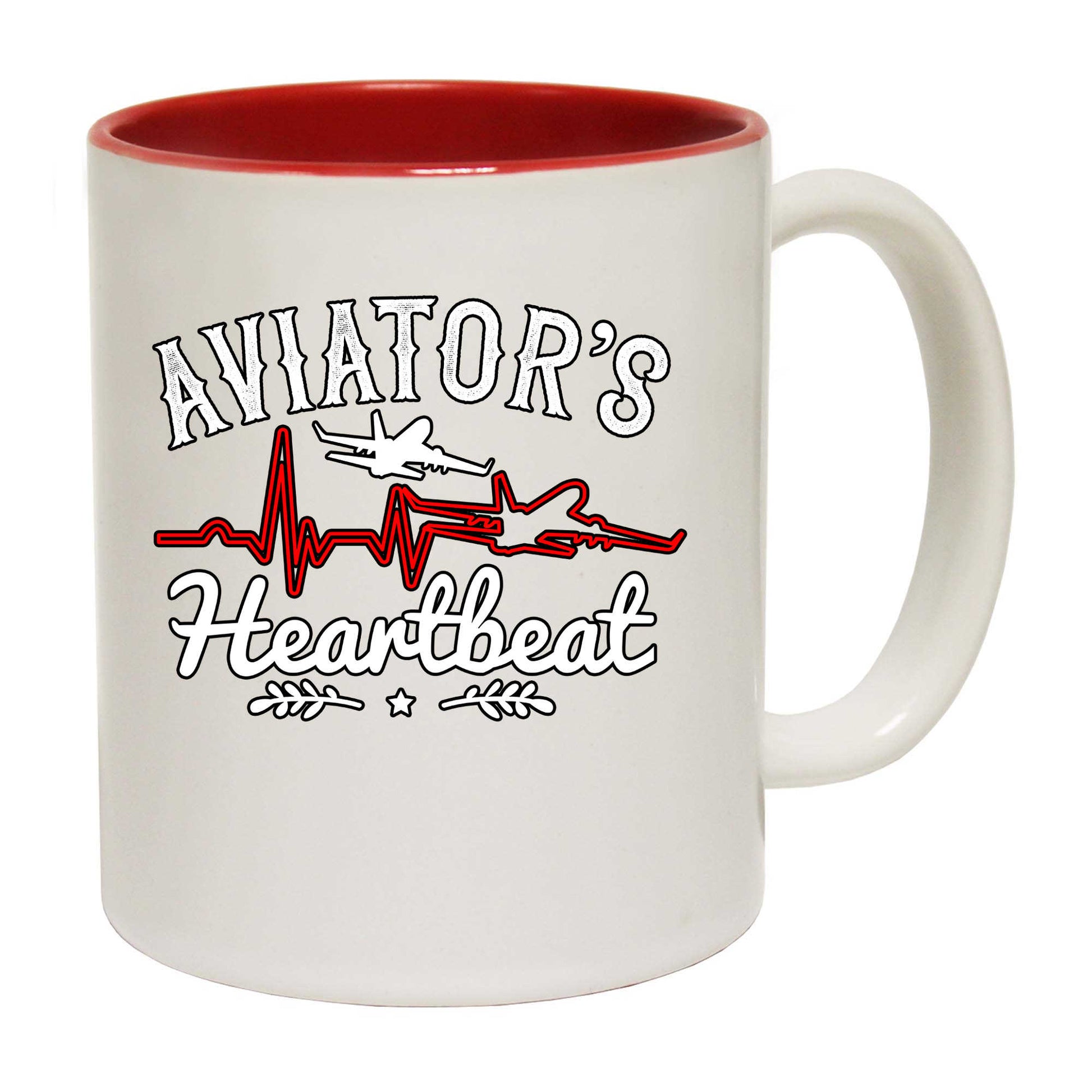 Aviators Heartbeat Pulse Plane Pilot - Funny Coffee Mug