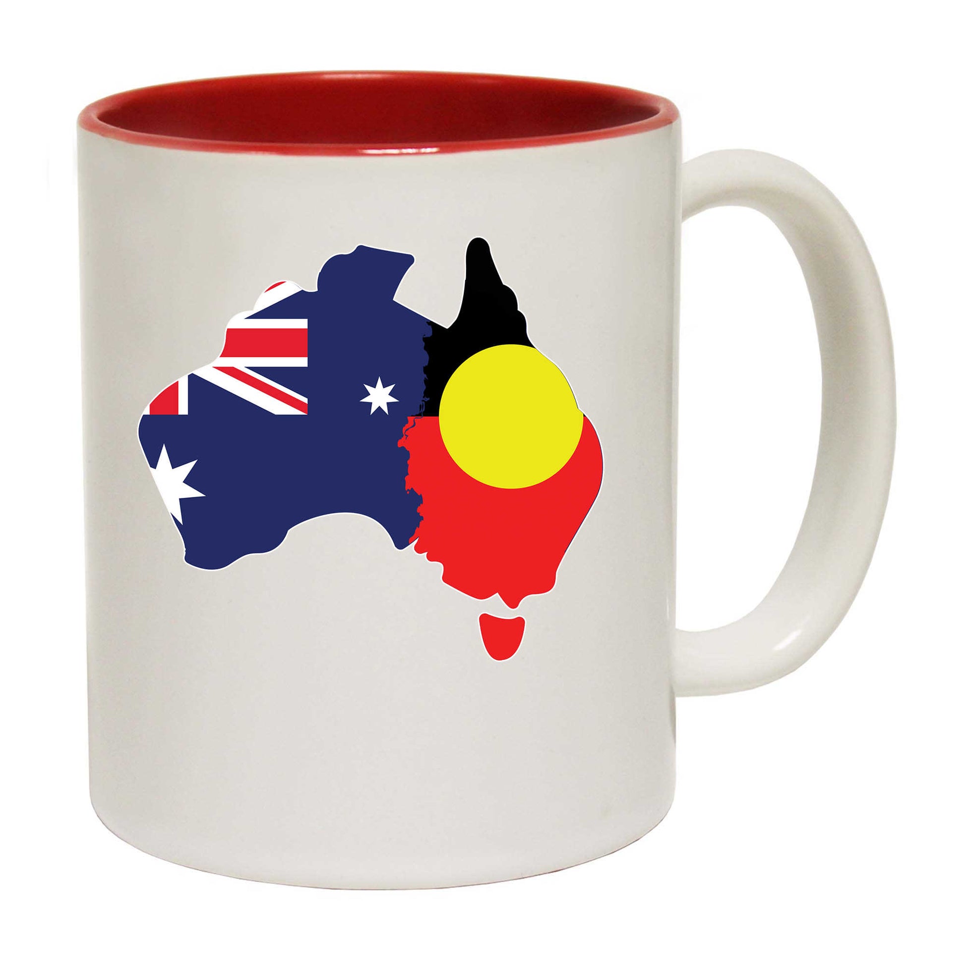 Country Outline Australia Aboriginal Flag Joined United As One - Funny Coffee Mug