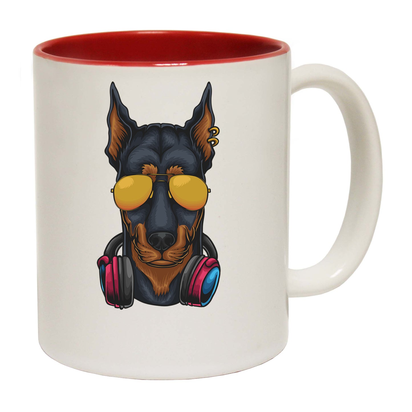 Cool Dobberman Dog Headphone Sunglasses - Funny Coffee Mug