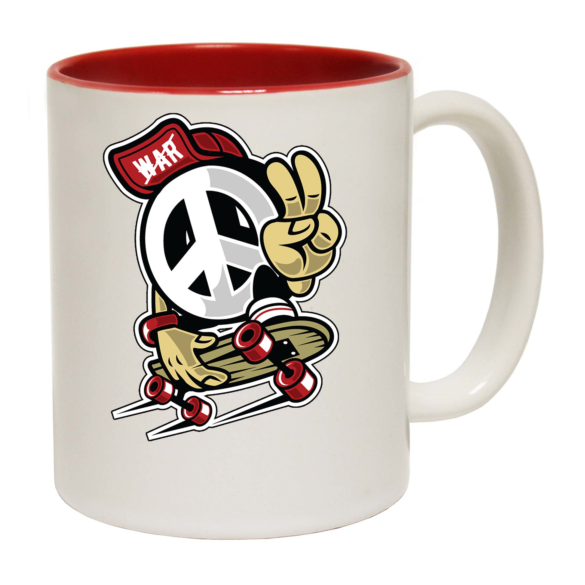 Peace Skater Cartoon Retro Skateboard - Funny Coffee Mug