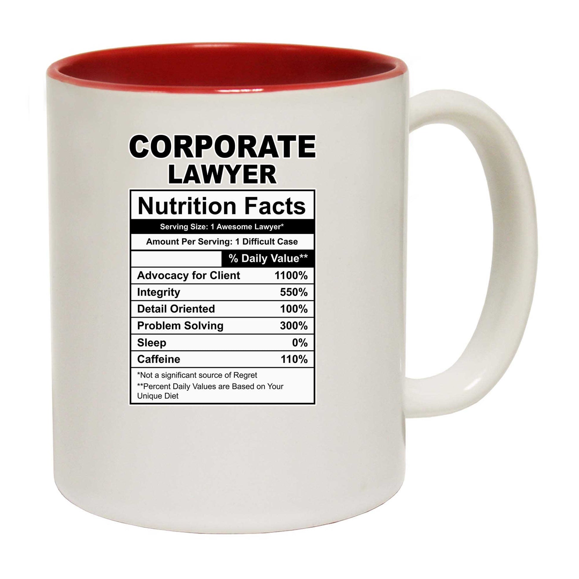 Corporate Lawyer Nutrition Facts - Funny Coffee Mug