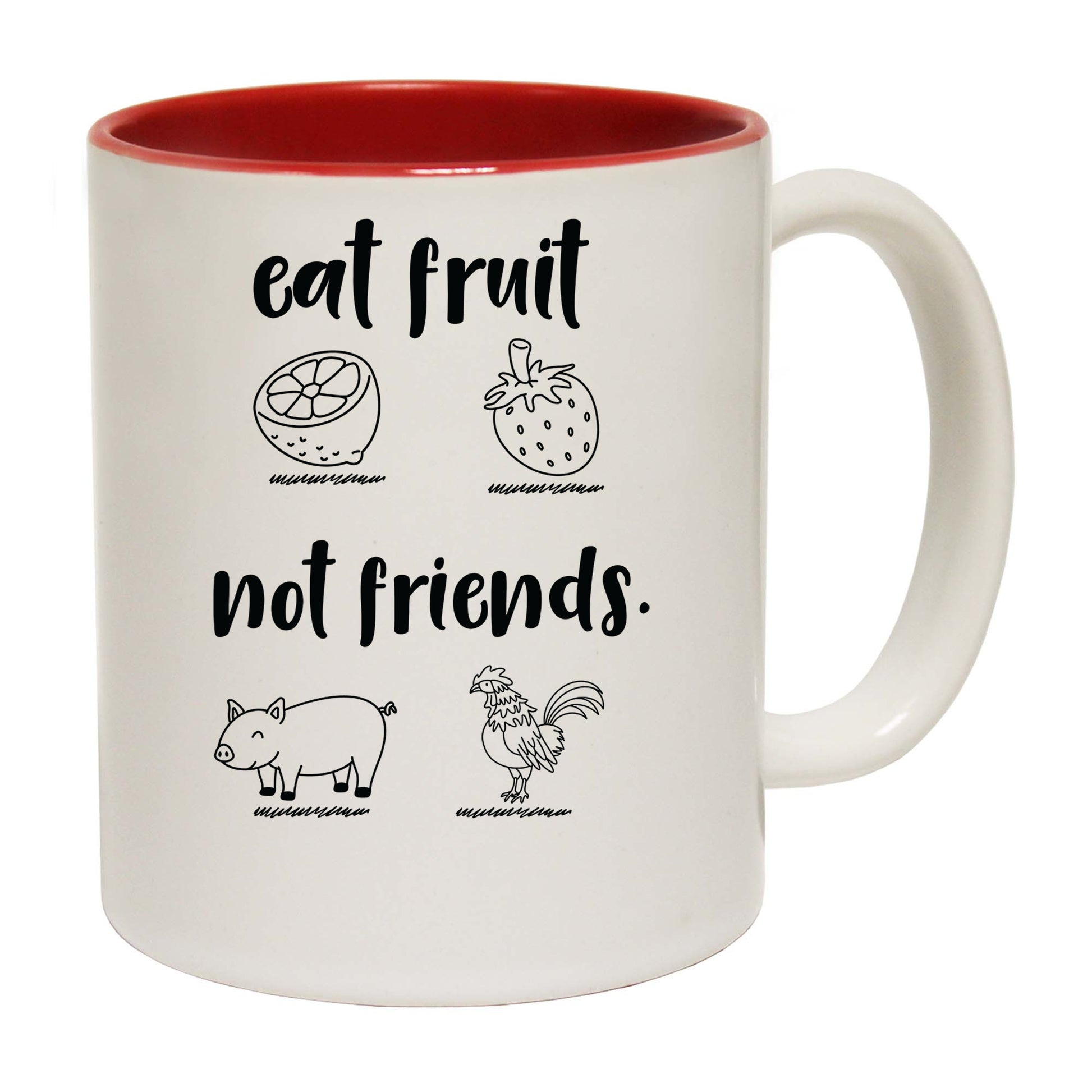 Eat Fruit Not Friends Vegan Food - Funny Coffee Mug