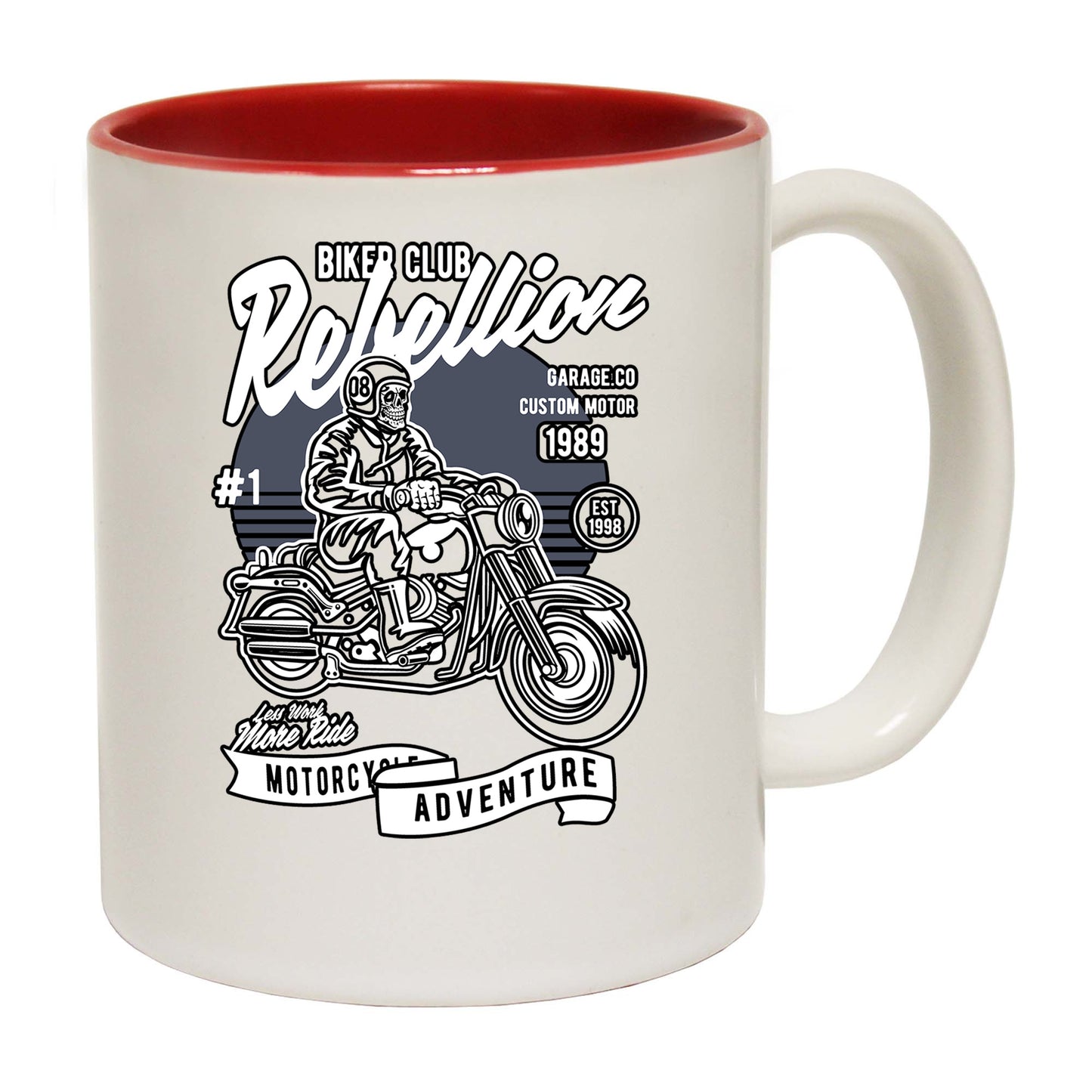 Skull Rebellion Motorbiker Motorcycle Motorbike - Funny Coffee Mug