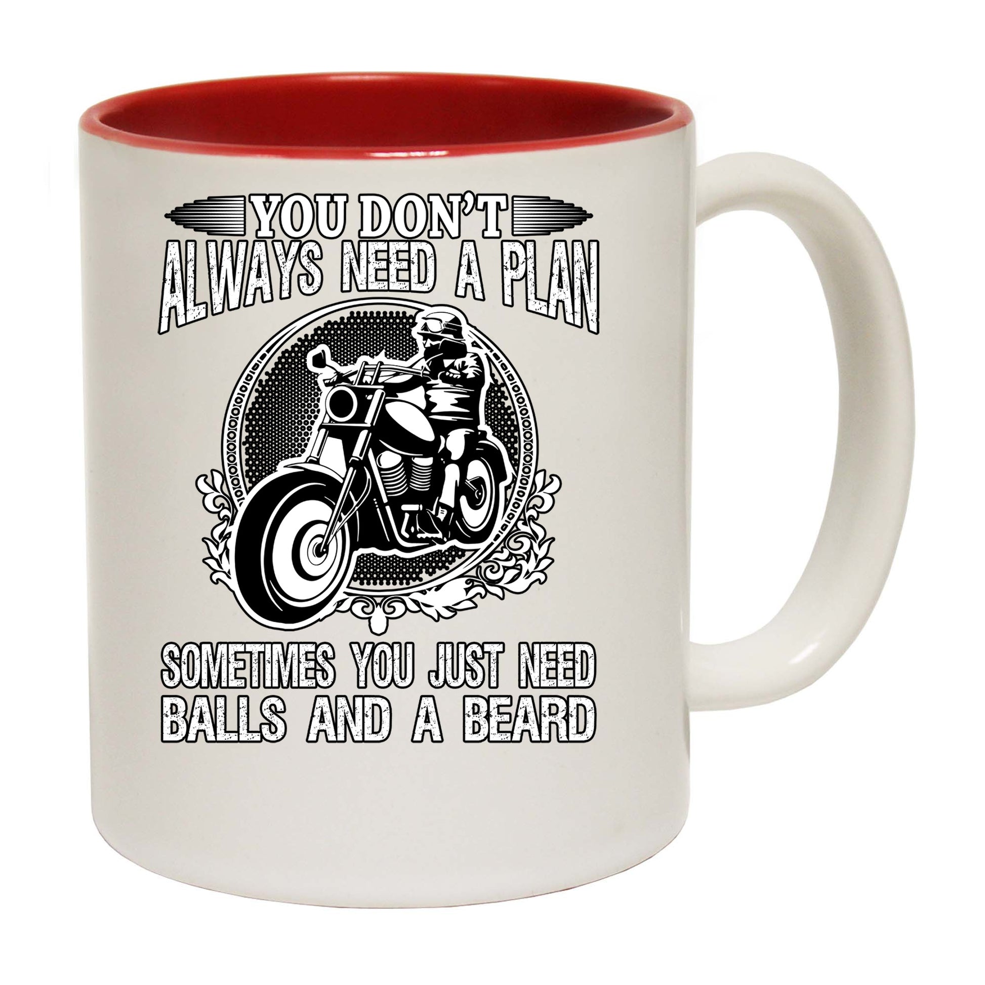 You Dont Need A Plan Balls Beard Motorcycle Motorbike - Funny Coffee Mug