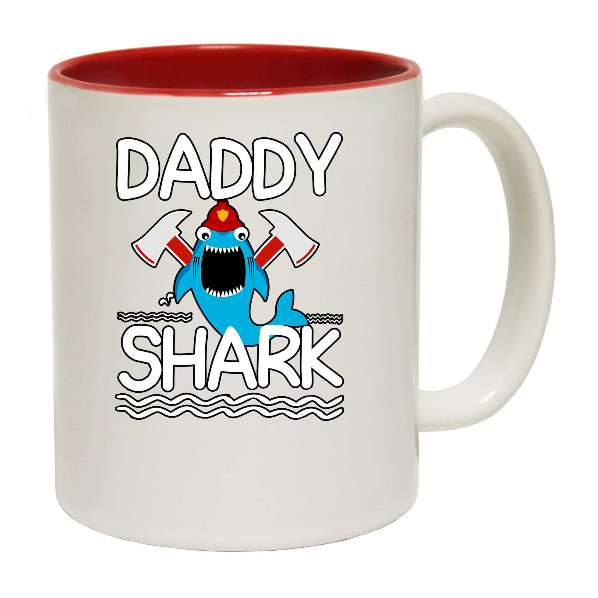 Daddy Shark Dad Father Firefighter - Funny Coffee Mug