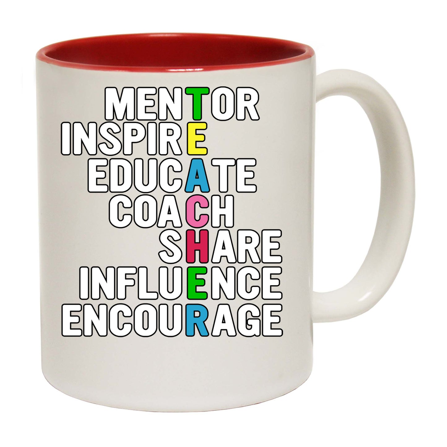 Teacher Words Inspire Educate Coach - Funny Coffee Mug