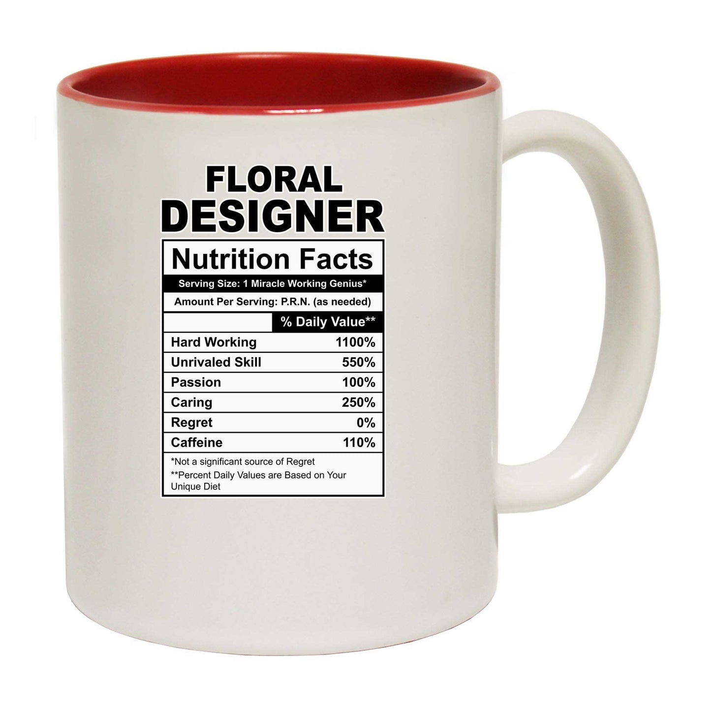 Floral Designer Nutrition Facts - Funny Coffee Mug