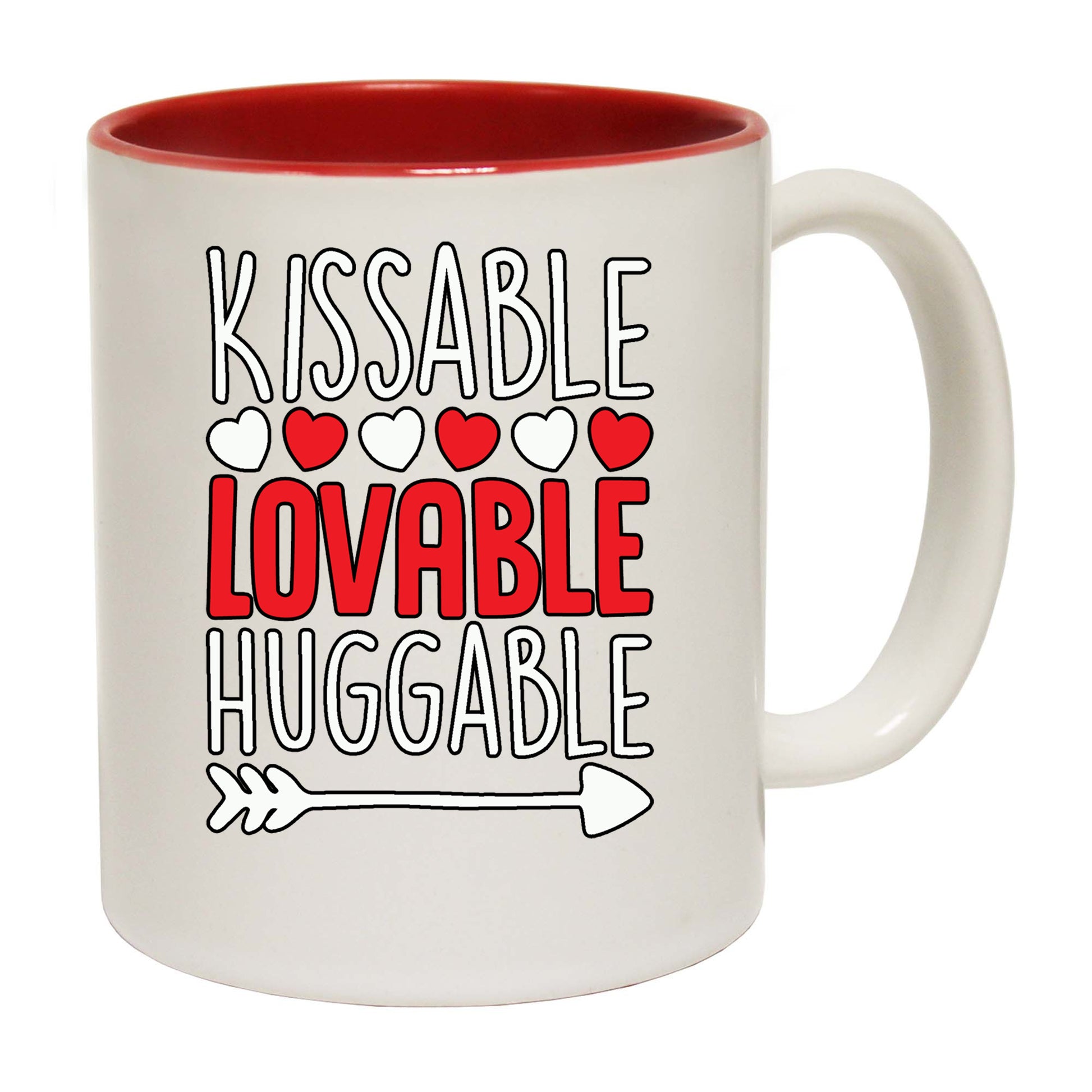 Kissable Lovable Huggable Valentines - Funny Coffee Mug