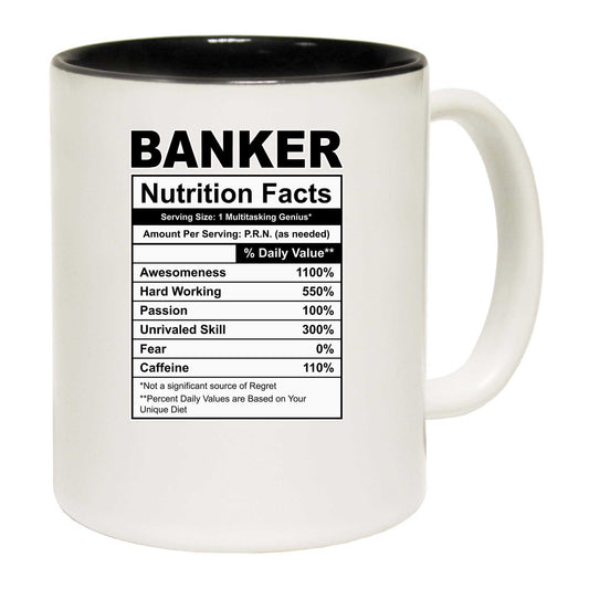 Banker Nutrition Facts - Funny Coffee Mug