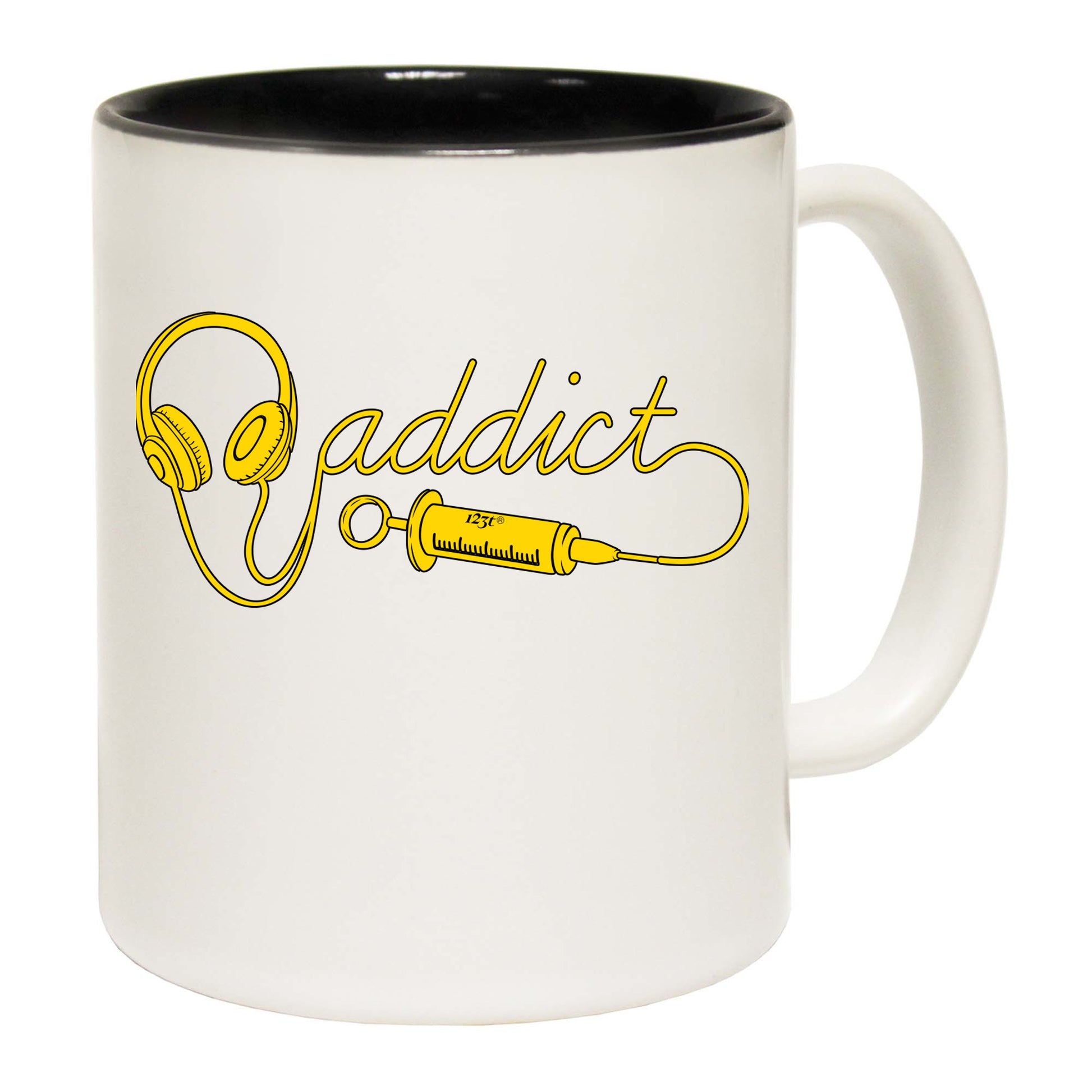 Dj Addict Headphone Head Phones Music - Funny Coffee Mug