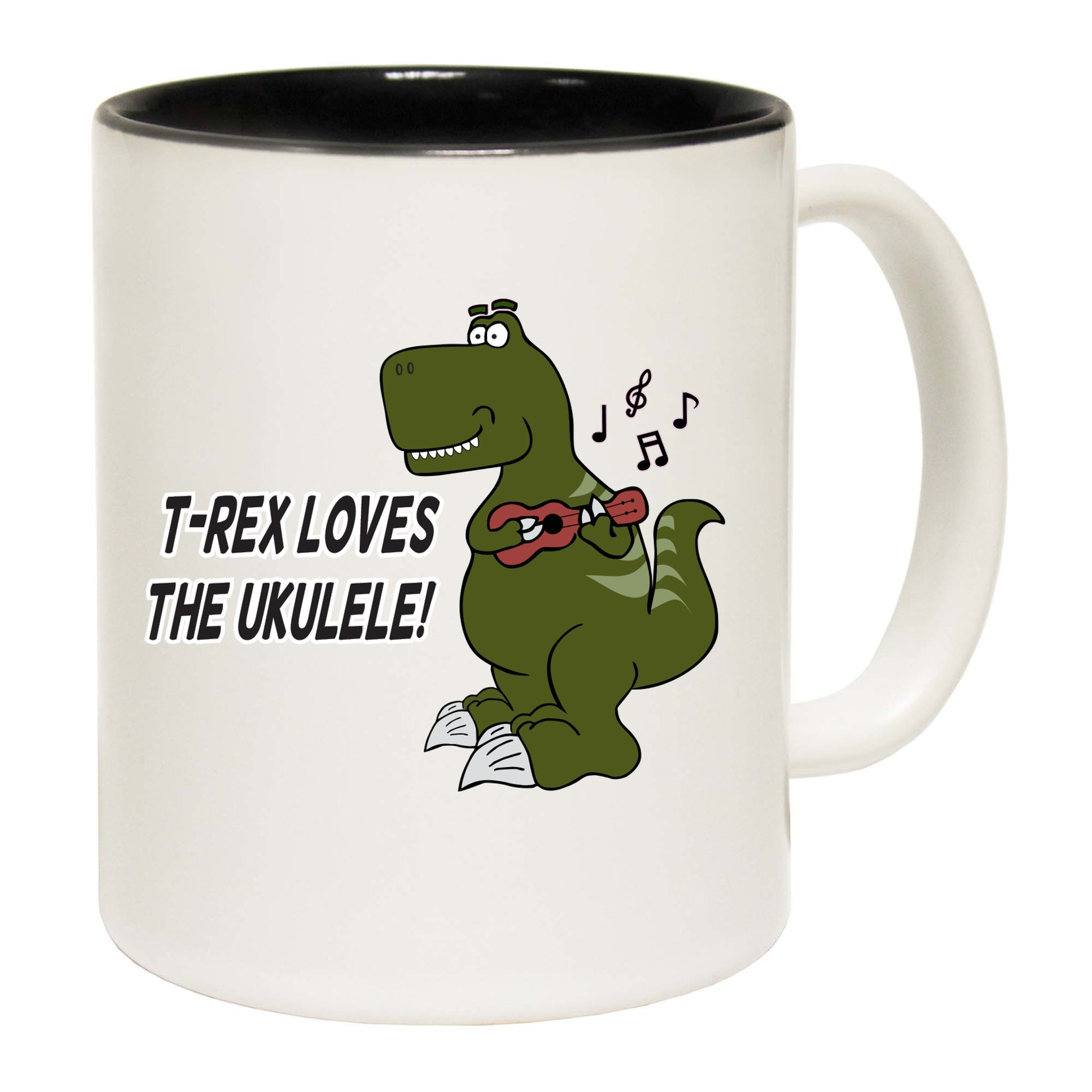 Trex Loves Ukulele Dinosaur - Funny Coffee Mug