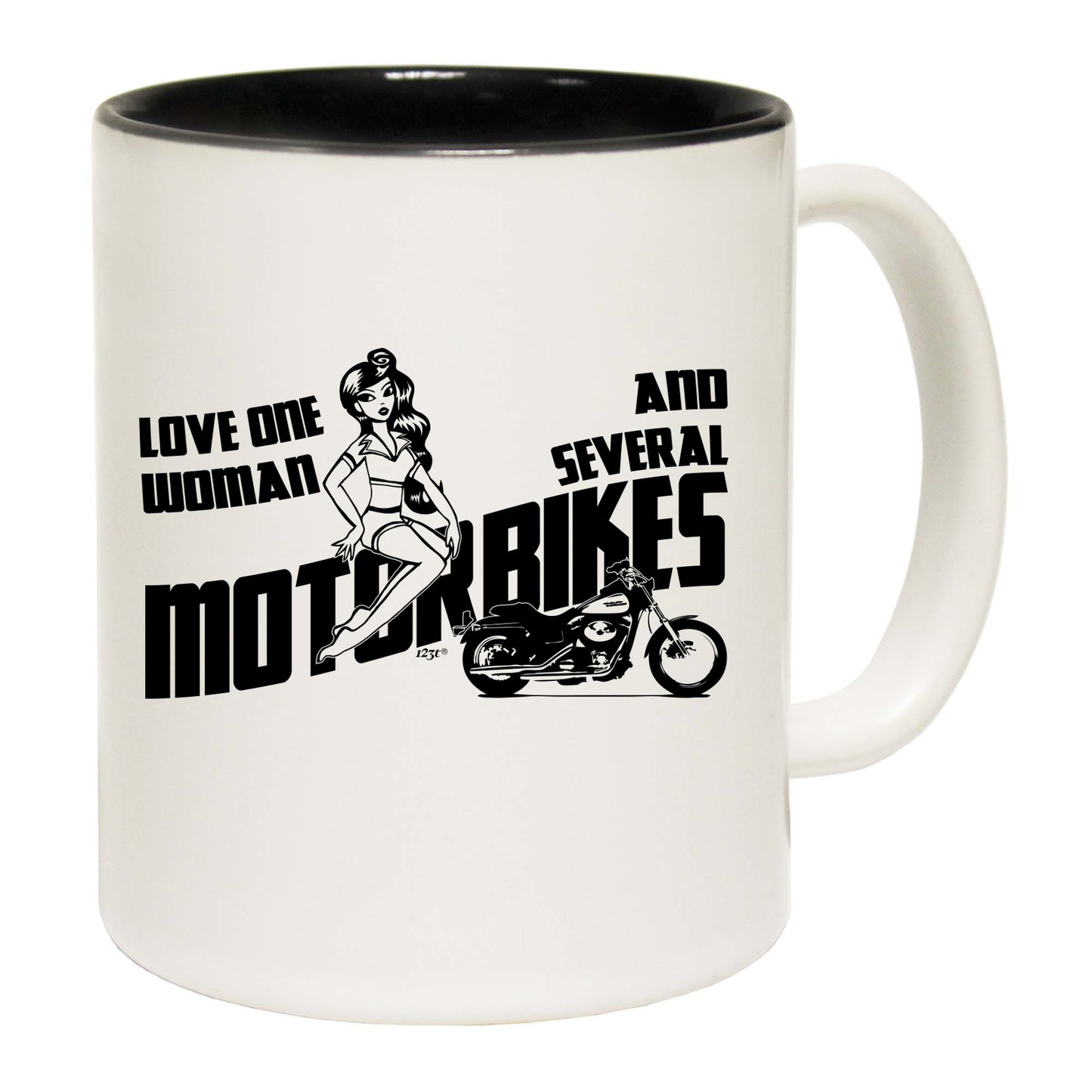 Love One Woman And Several Motorbikes White - Funny Coffee Mug